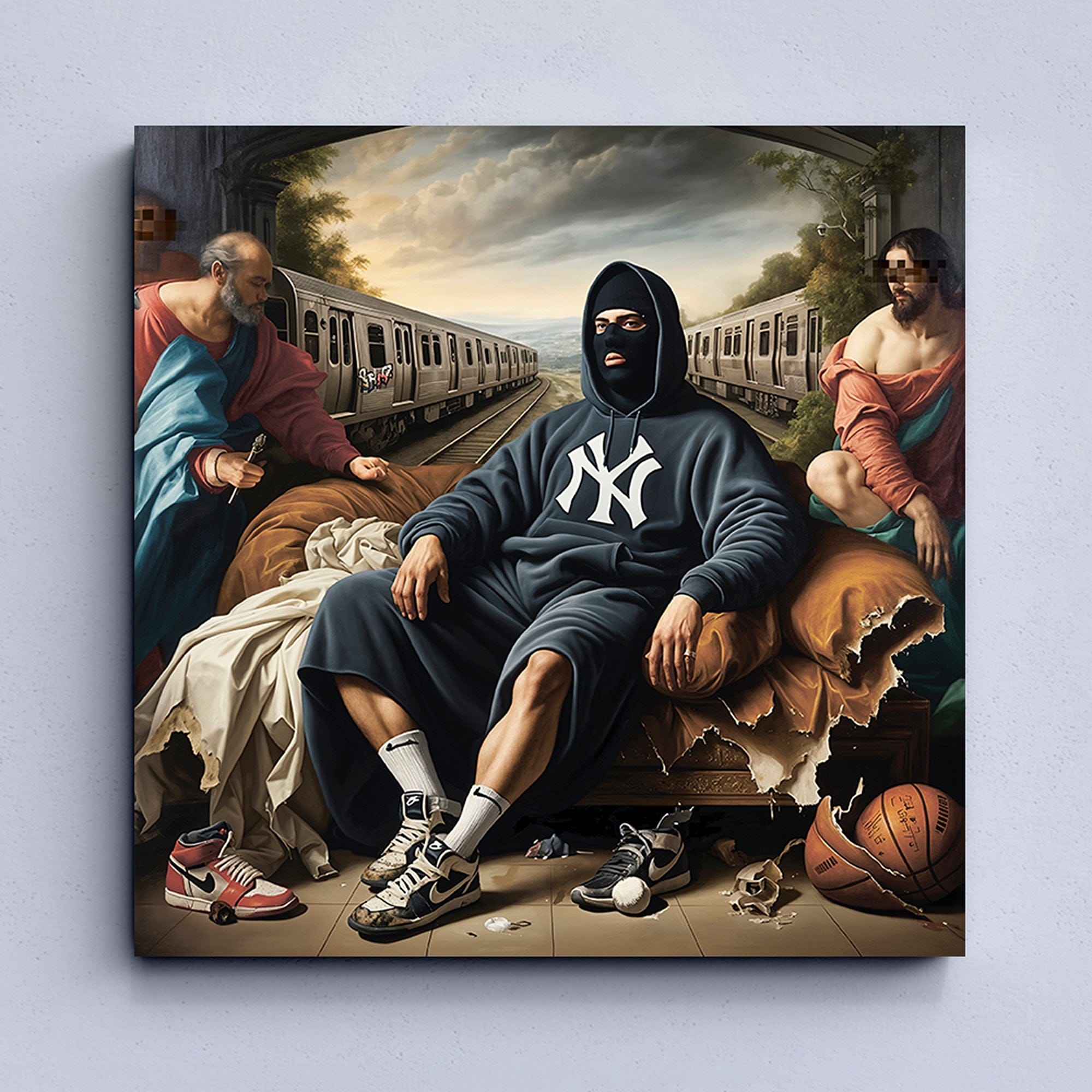 Between Two Worlds street culture canvas wall art in modern living room interior