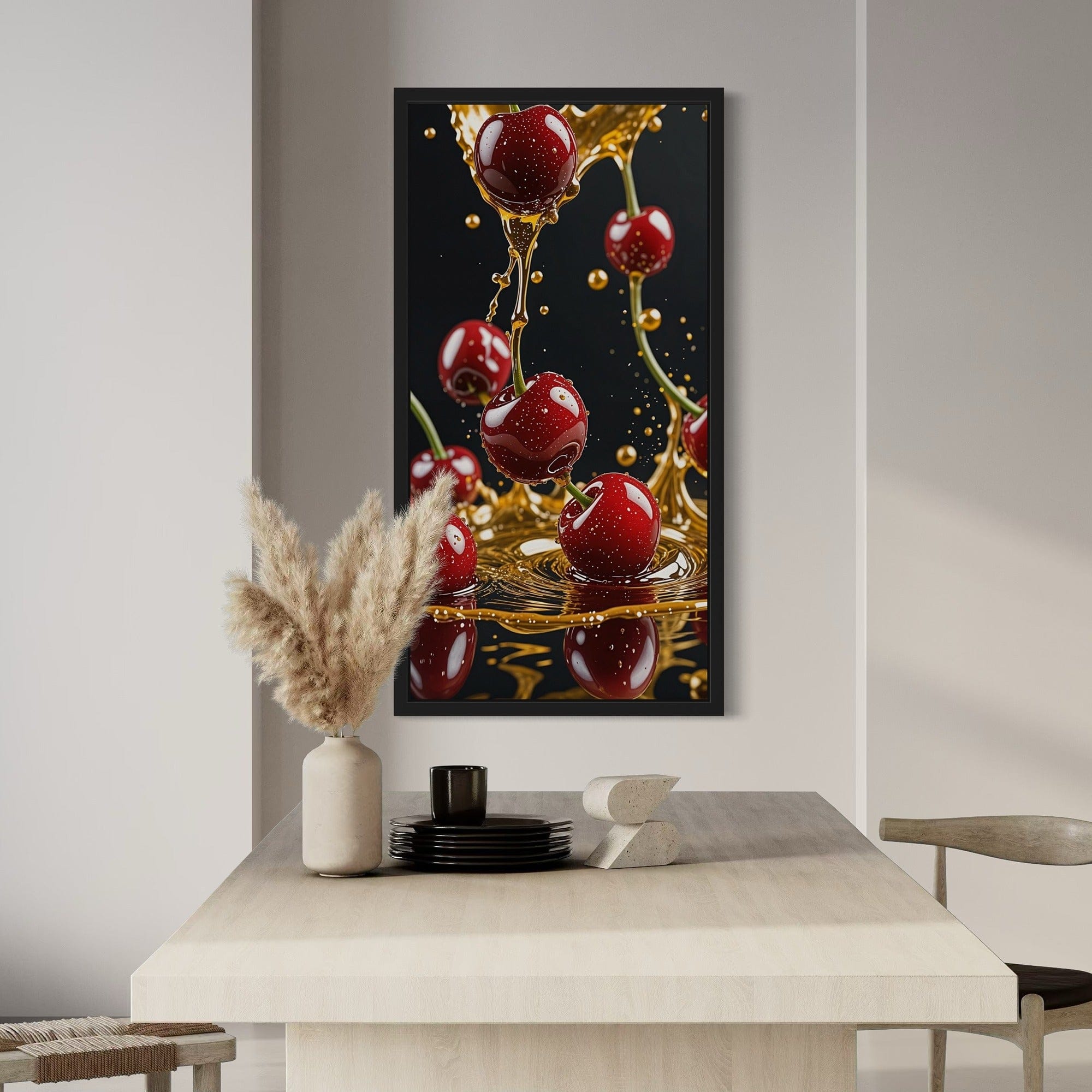 Restaurant décor scene featuring cherry honey canvas