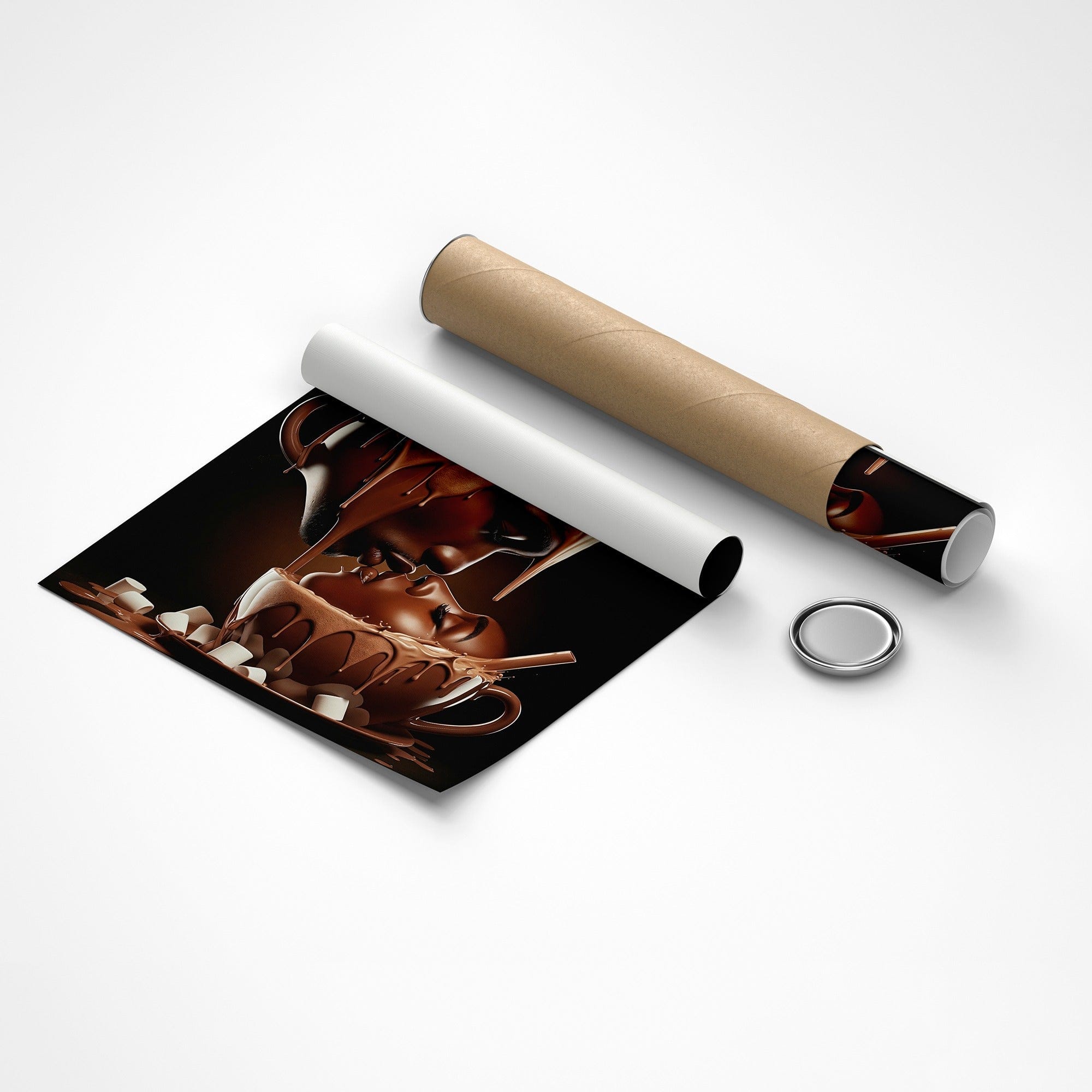 Bacio al cioccolato – Decorazione da parete su tela con caffè romantico