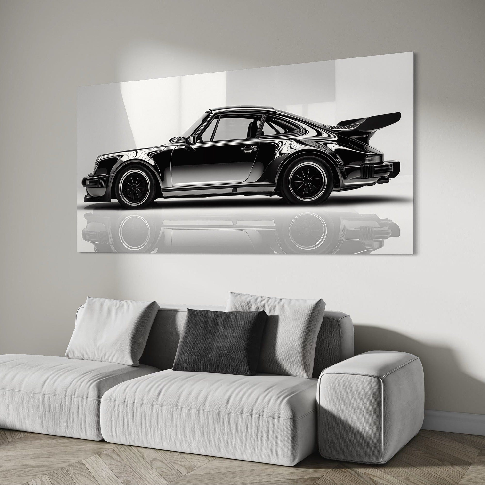Side angle view of classic Porsche sports car canvas wall decor