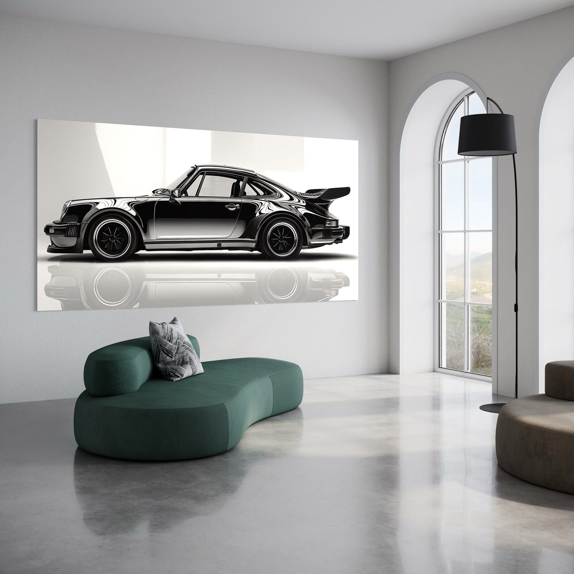Хромиран Porsche 911 – Черен спортен автомобил <tc>платно за стена</tc>
