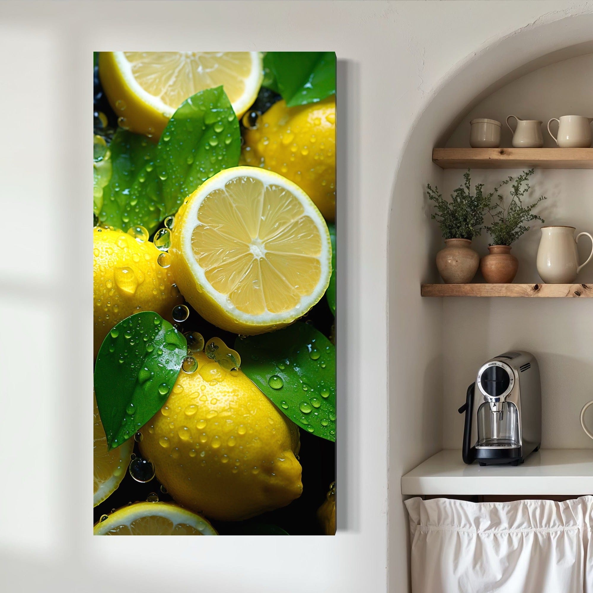Zesty lemon slice modern kitchen canvas