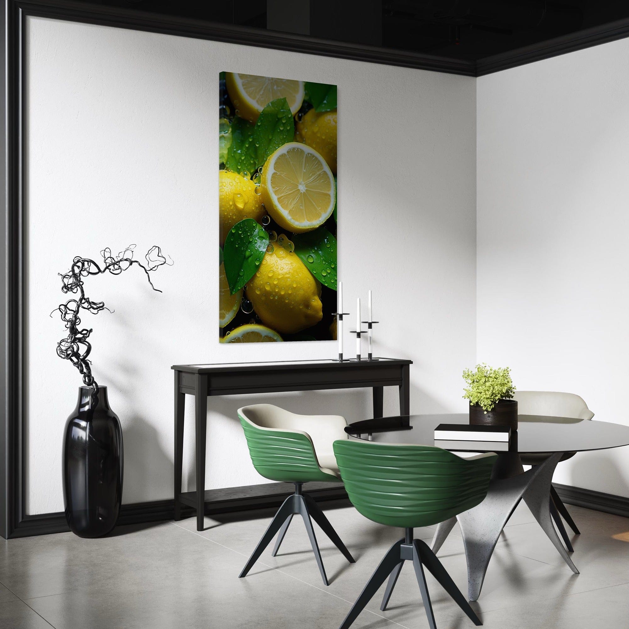 Minimalist black background lemon poster