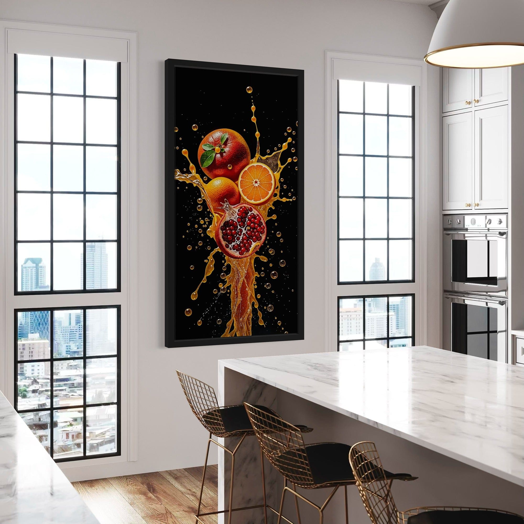 Back view of stretched canvas frame with hanging hardware attached