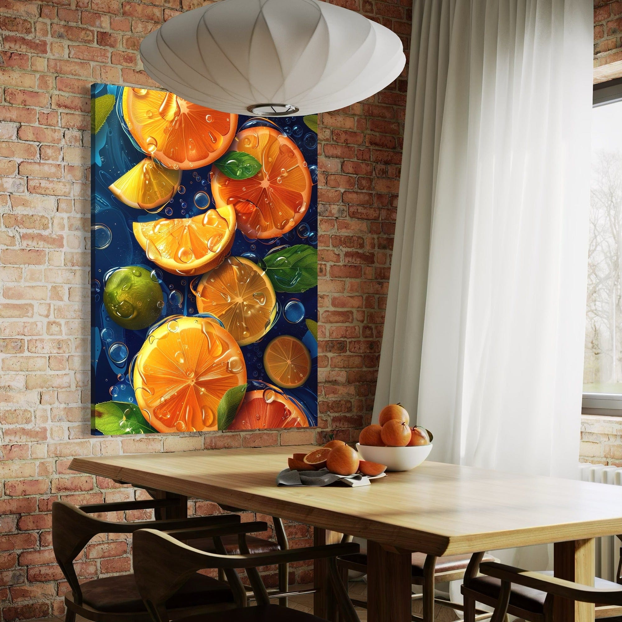 Fresh citrus wall art with limes and leaves