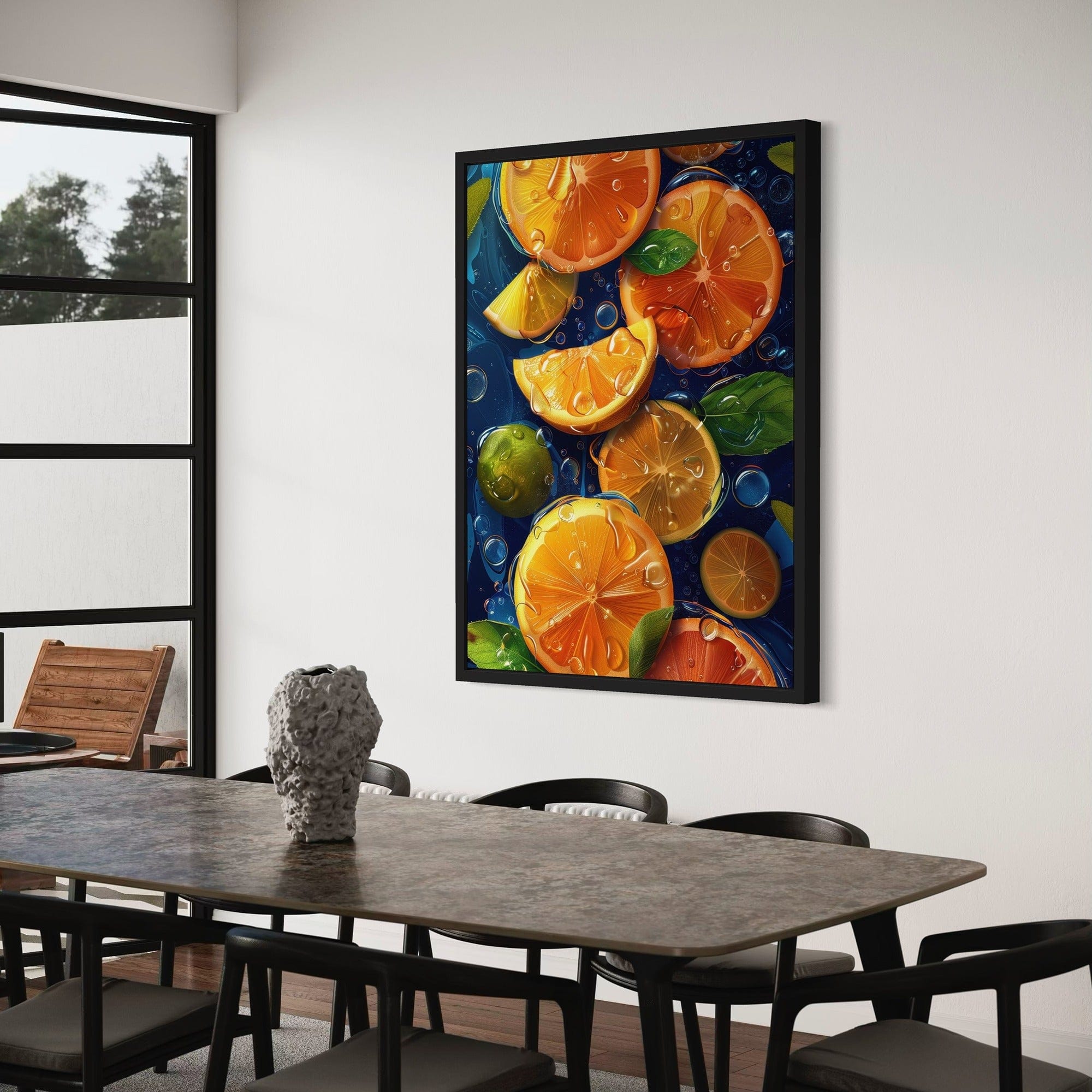 Modern kitchen wall art citrus fruit splash