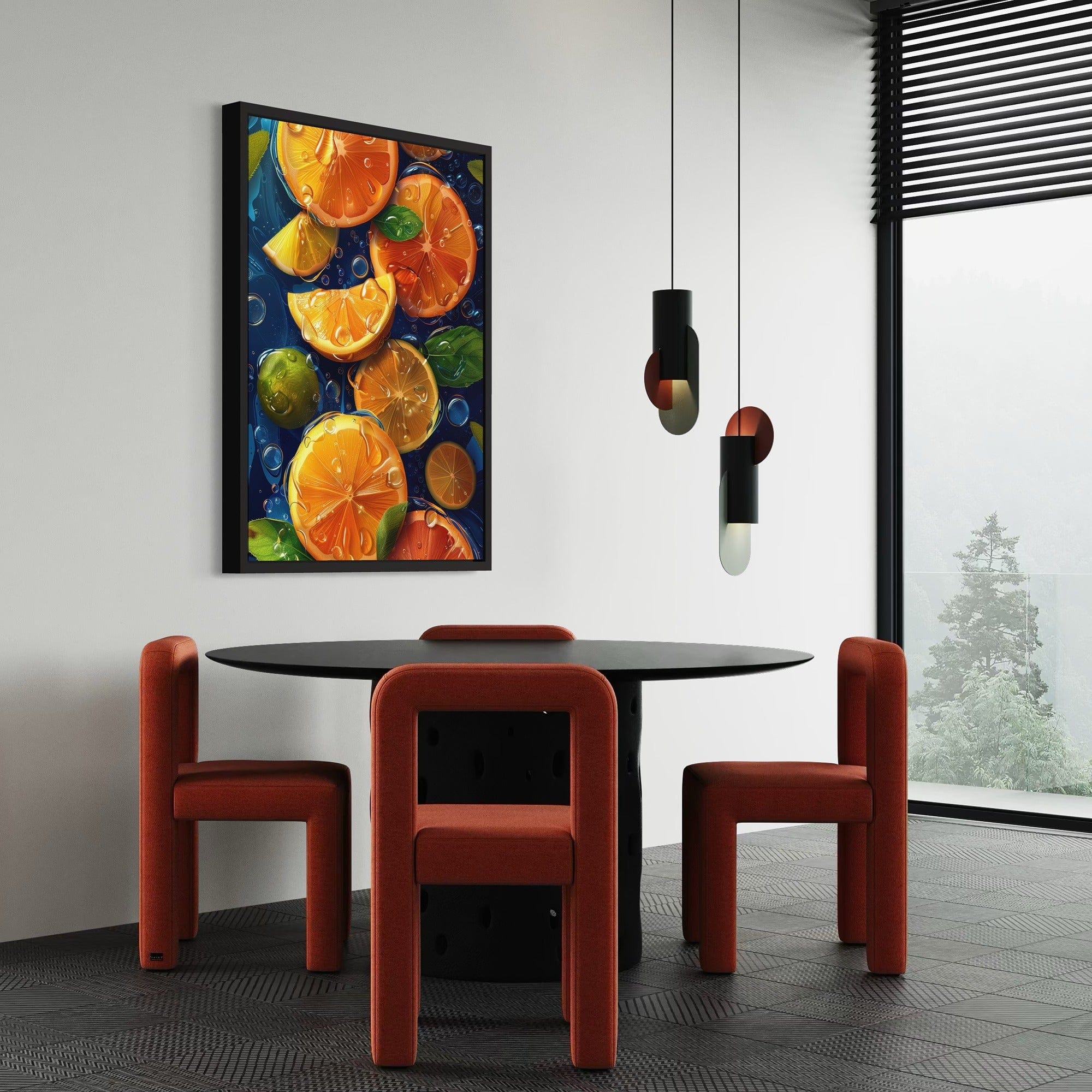 Orange wedge splash artwork kitchen picture