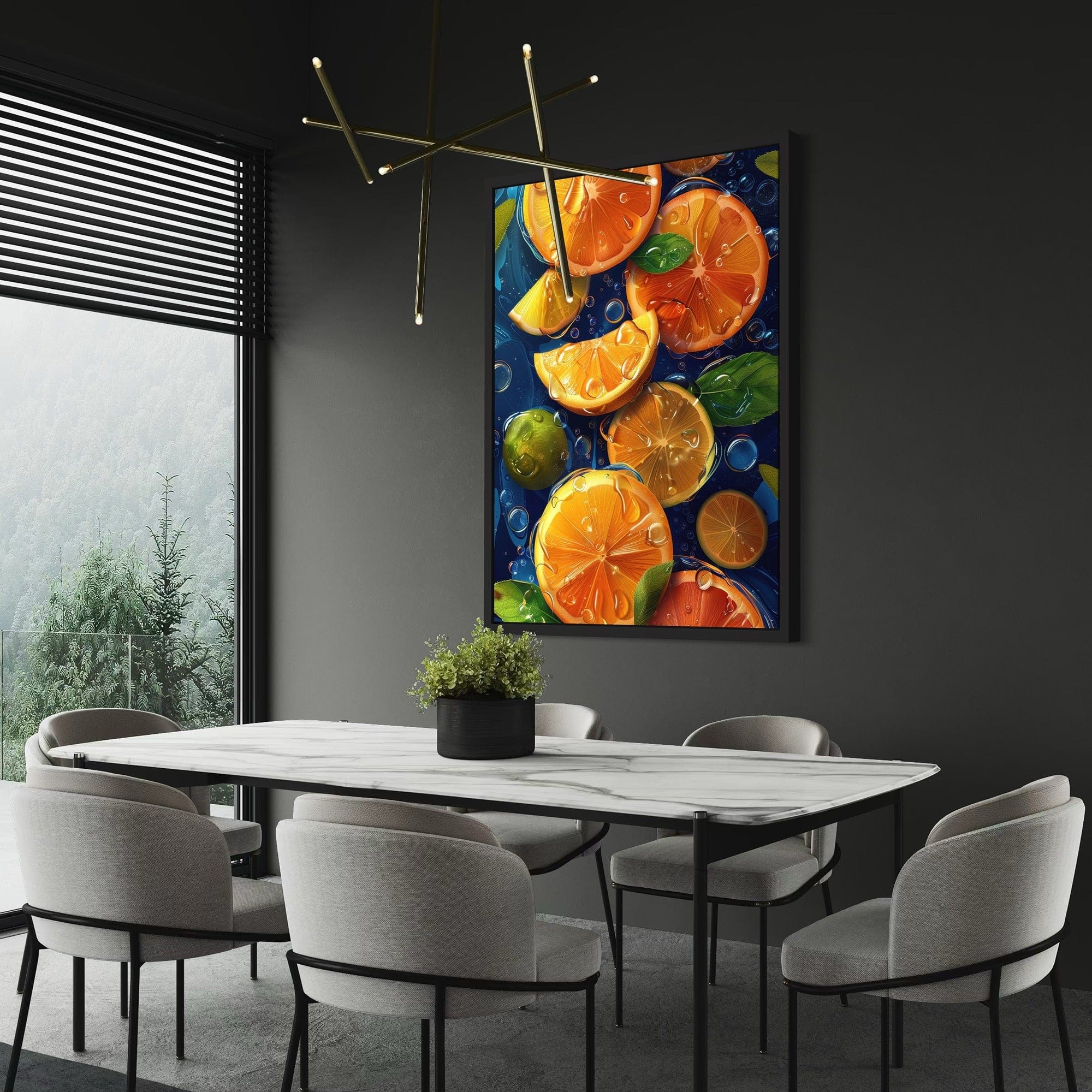 Bright citrus collage canvas for home bar