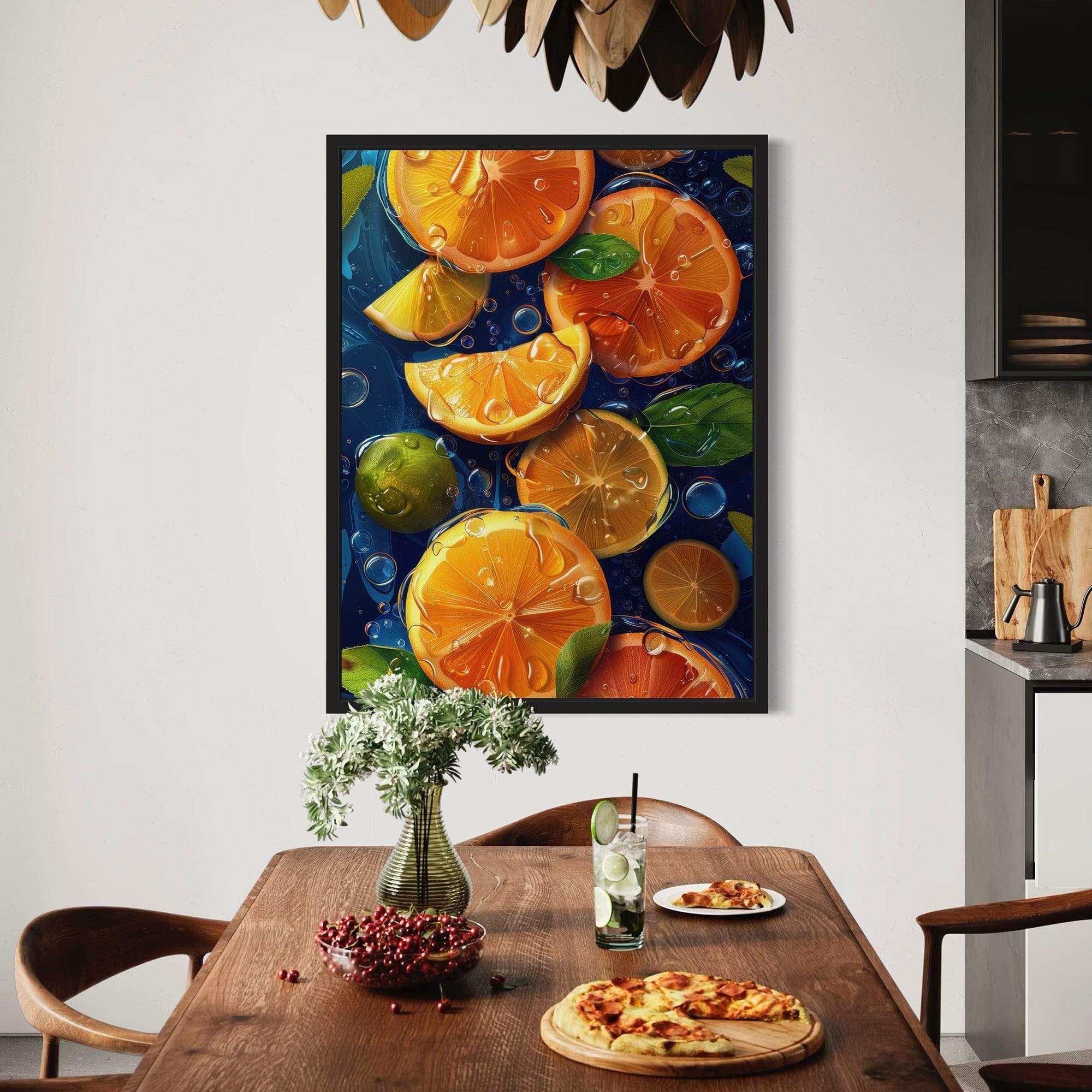 Fresh lime and orange kitchen decor poster