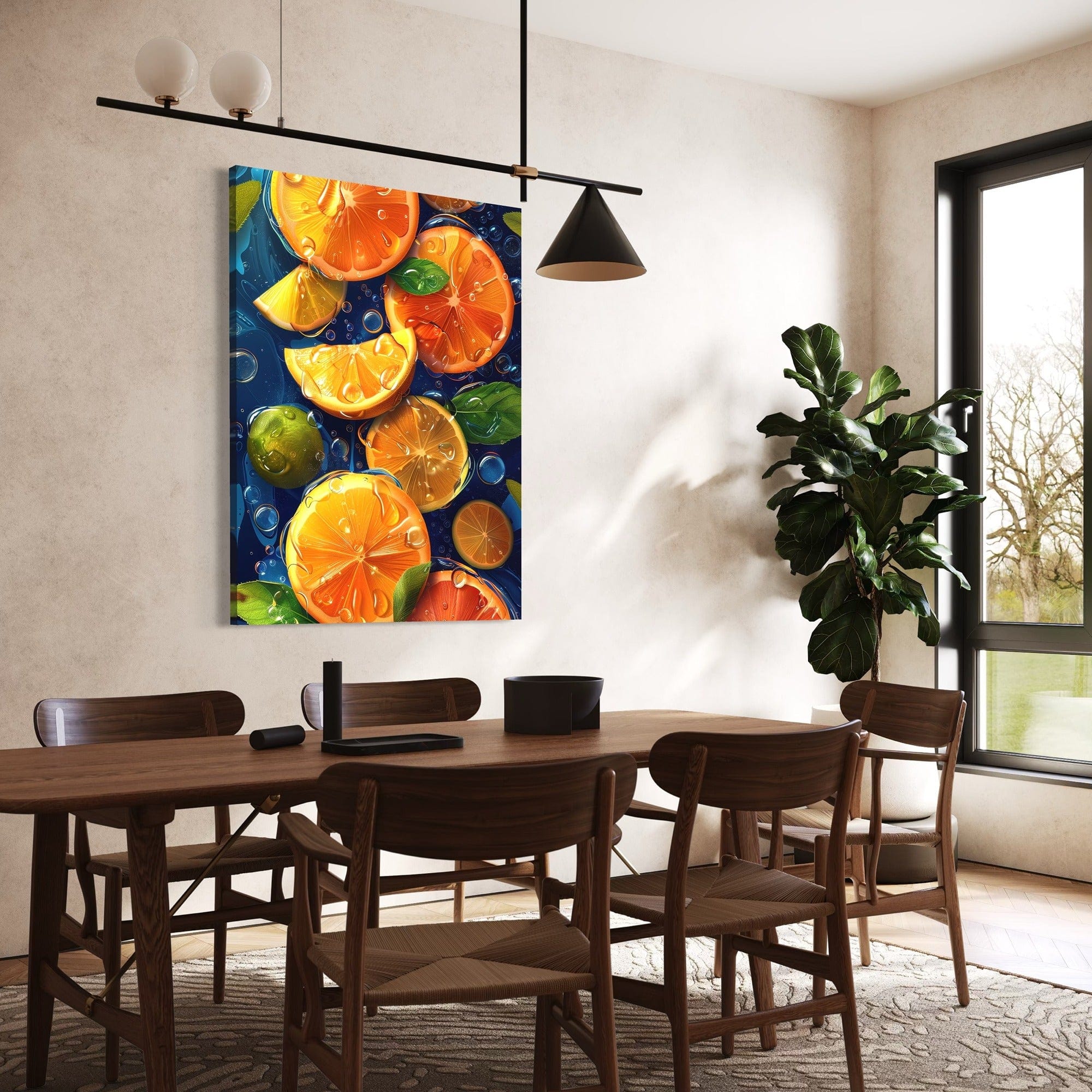 Contemporary citrus artwork for restaurant wall