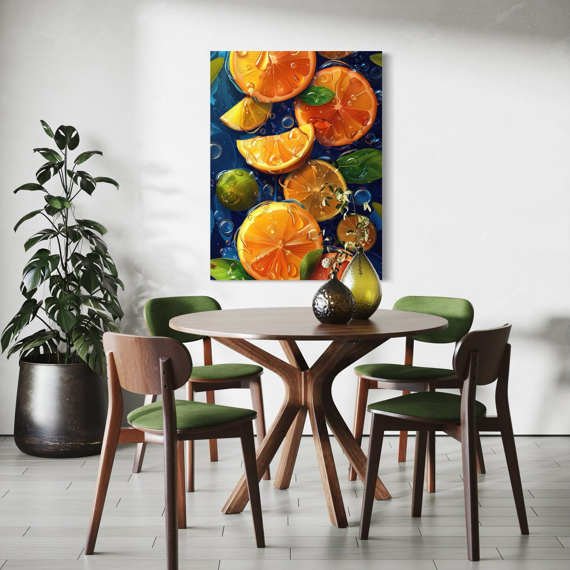 Botanical citrus leaves wall art modern home