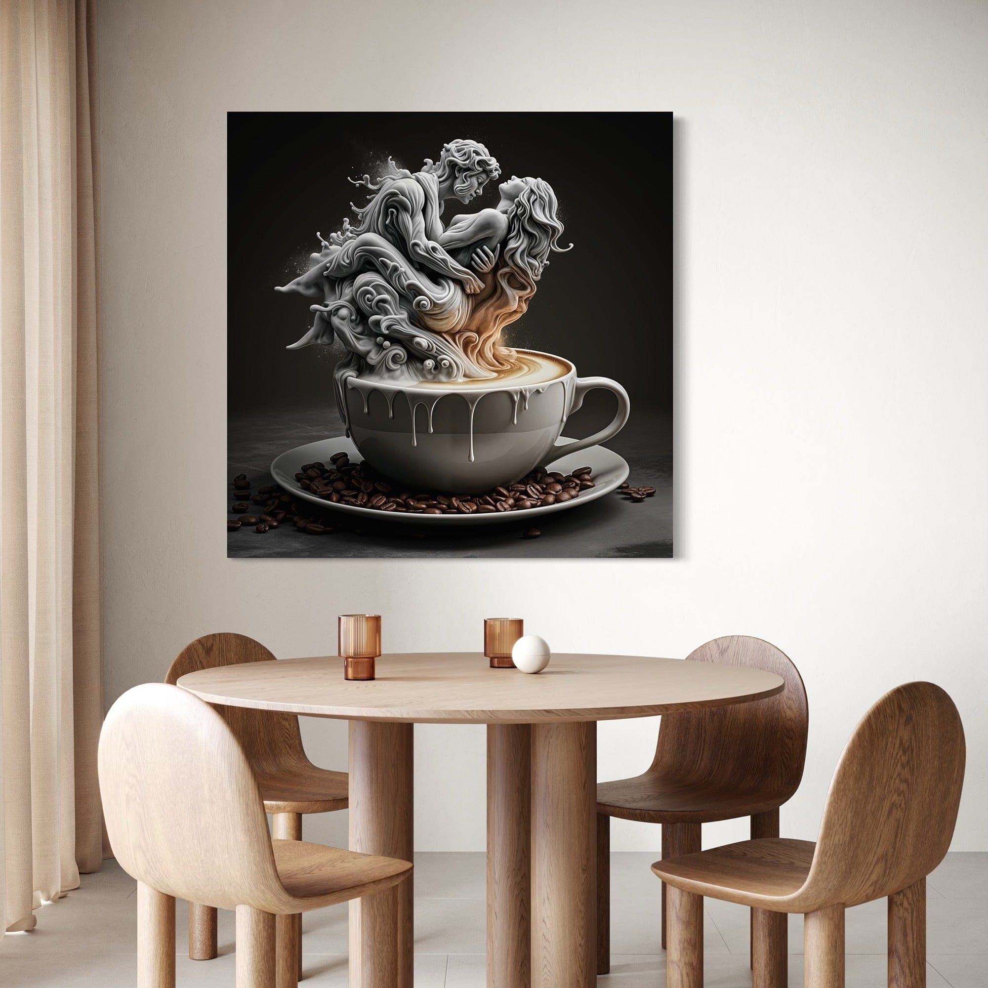 Back view of stretched canvas with installed hanging hardware