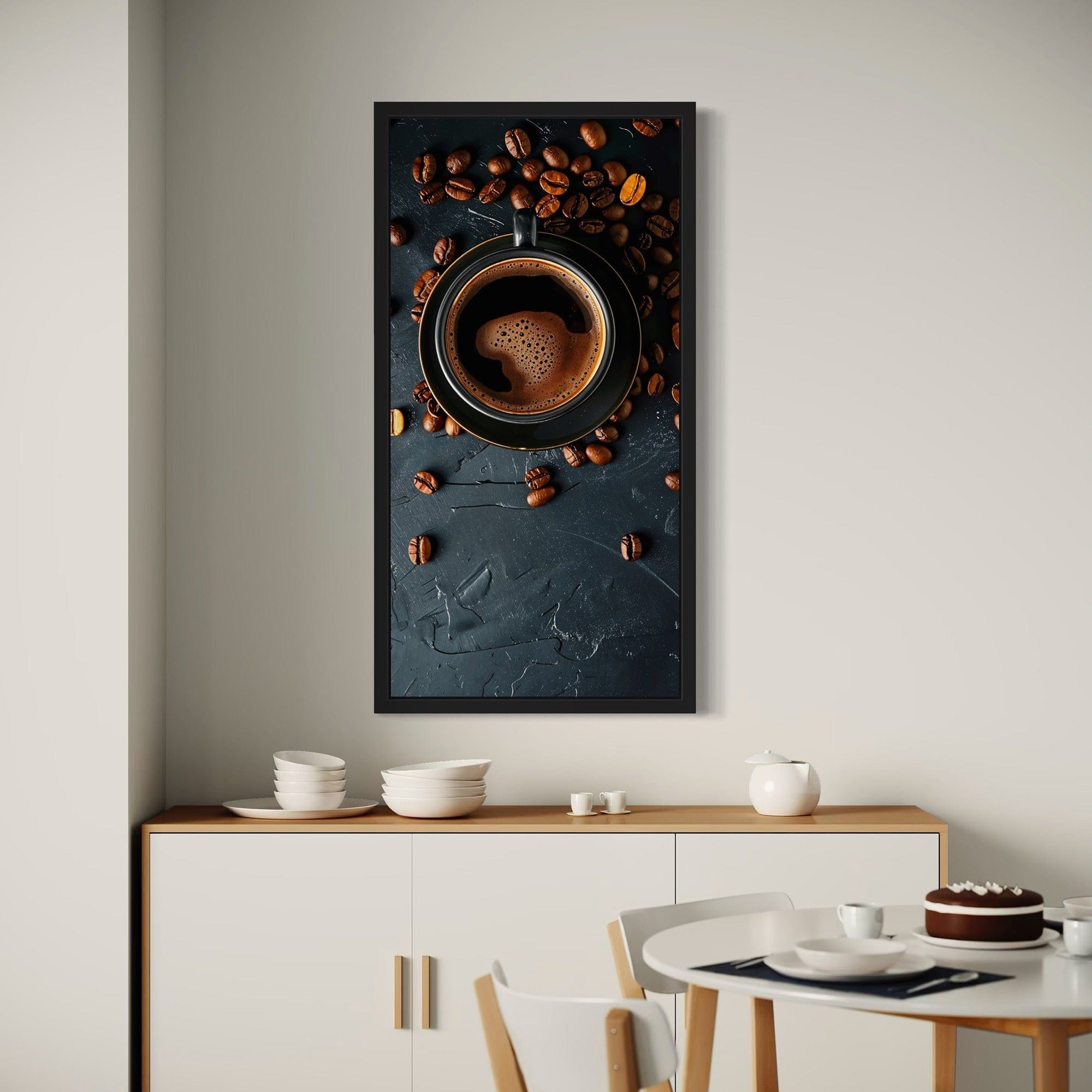Barista coffee wall art with roasted beans