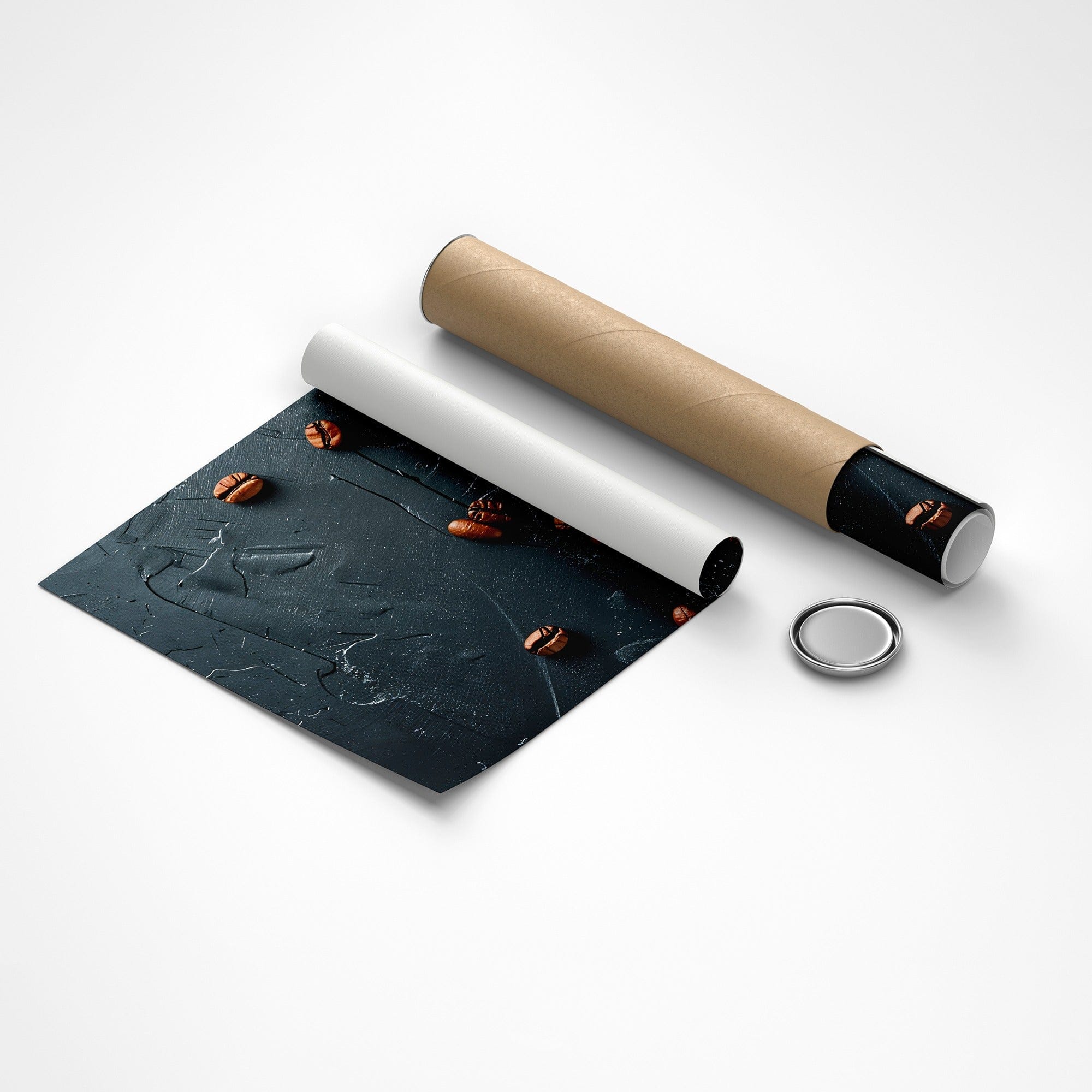 Stylish coffee shop decor black mug artwork