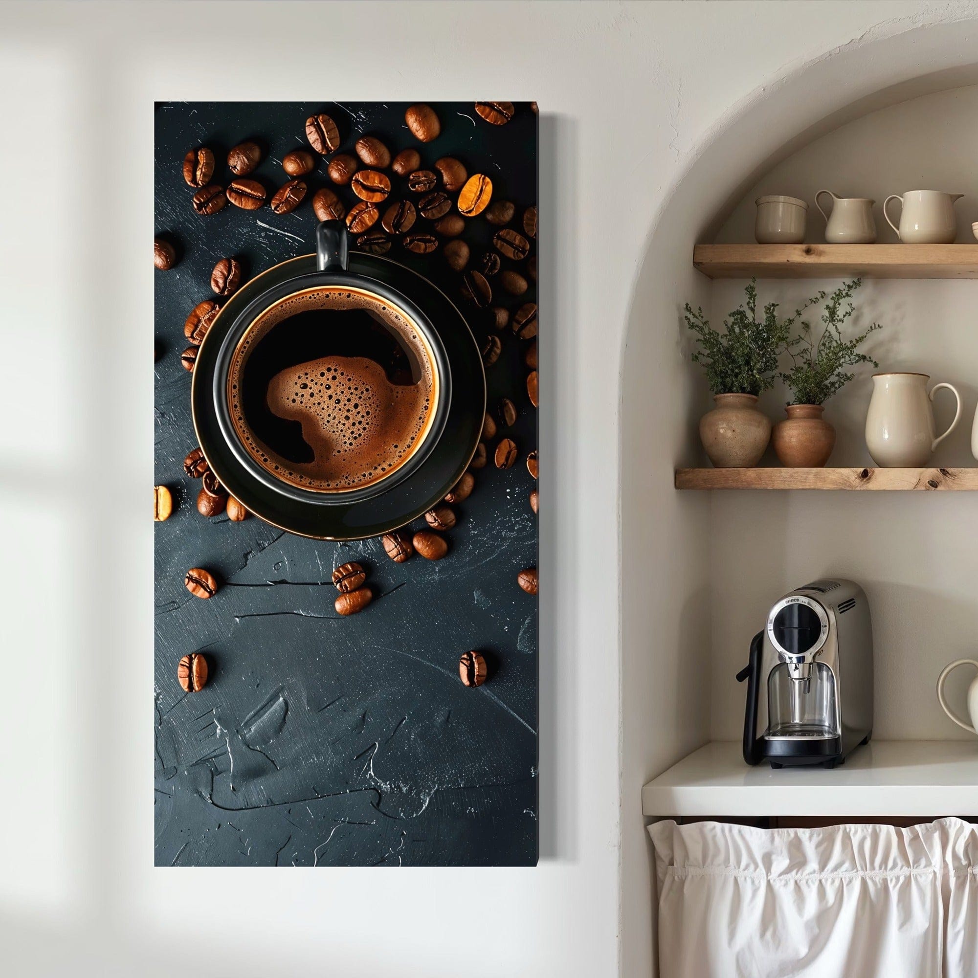 Coffee cup top view canvas wall art