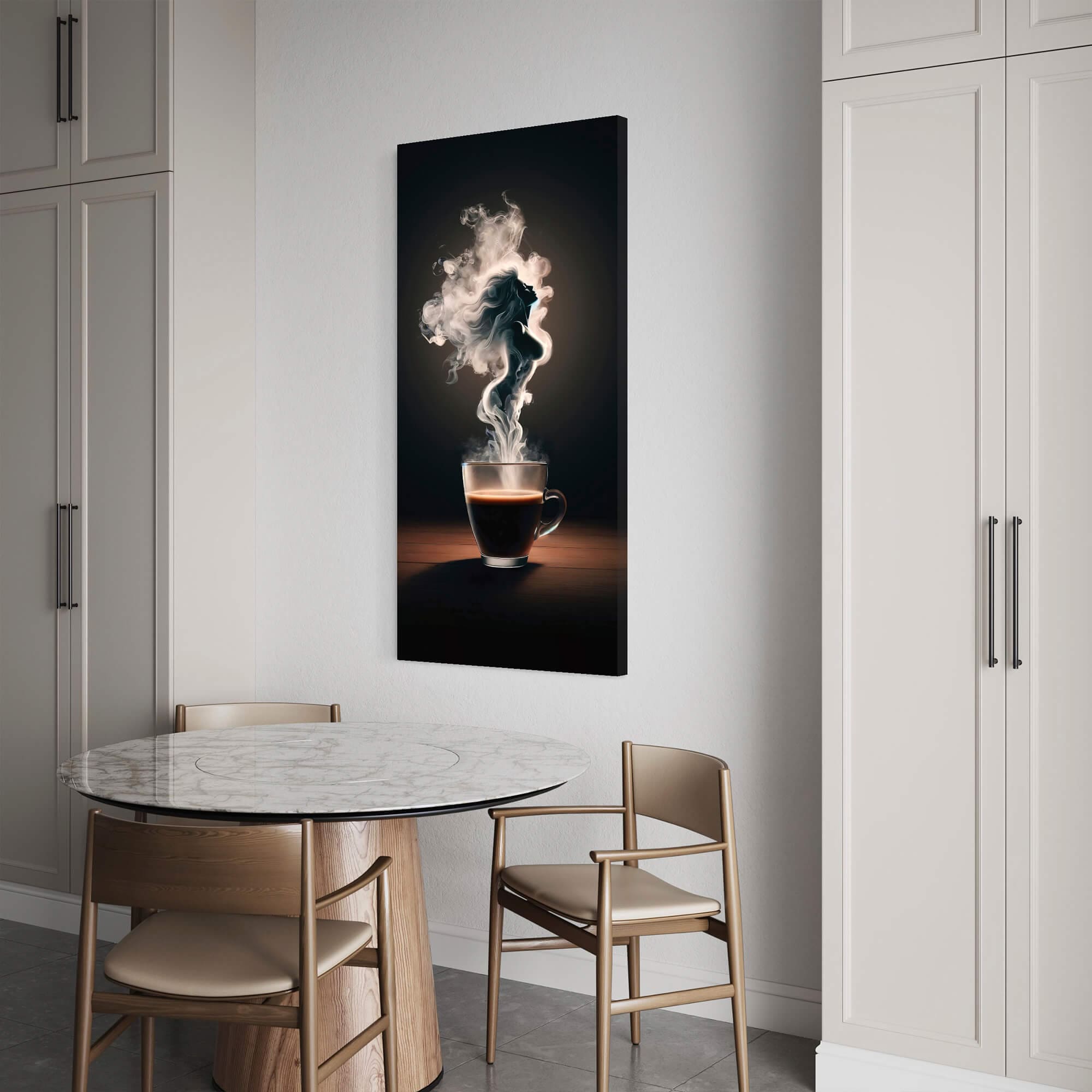 Café wall art black background steam design