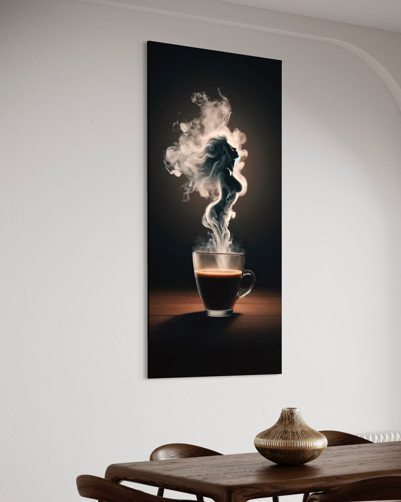 Cozy home decor coffee canvas black and warm tones