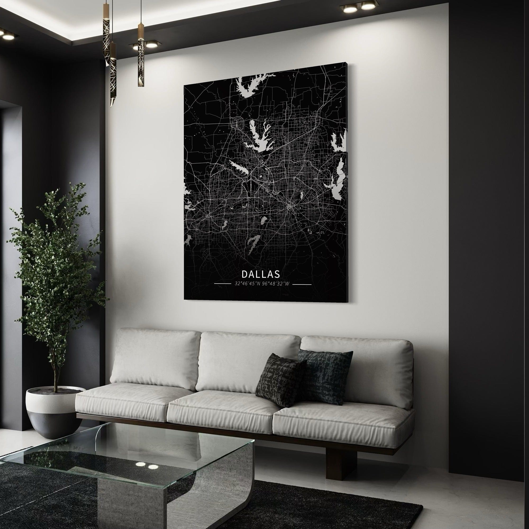 Dallas City Map Canvas