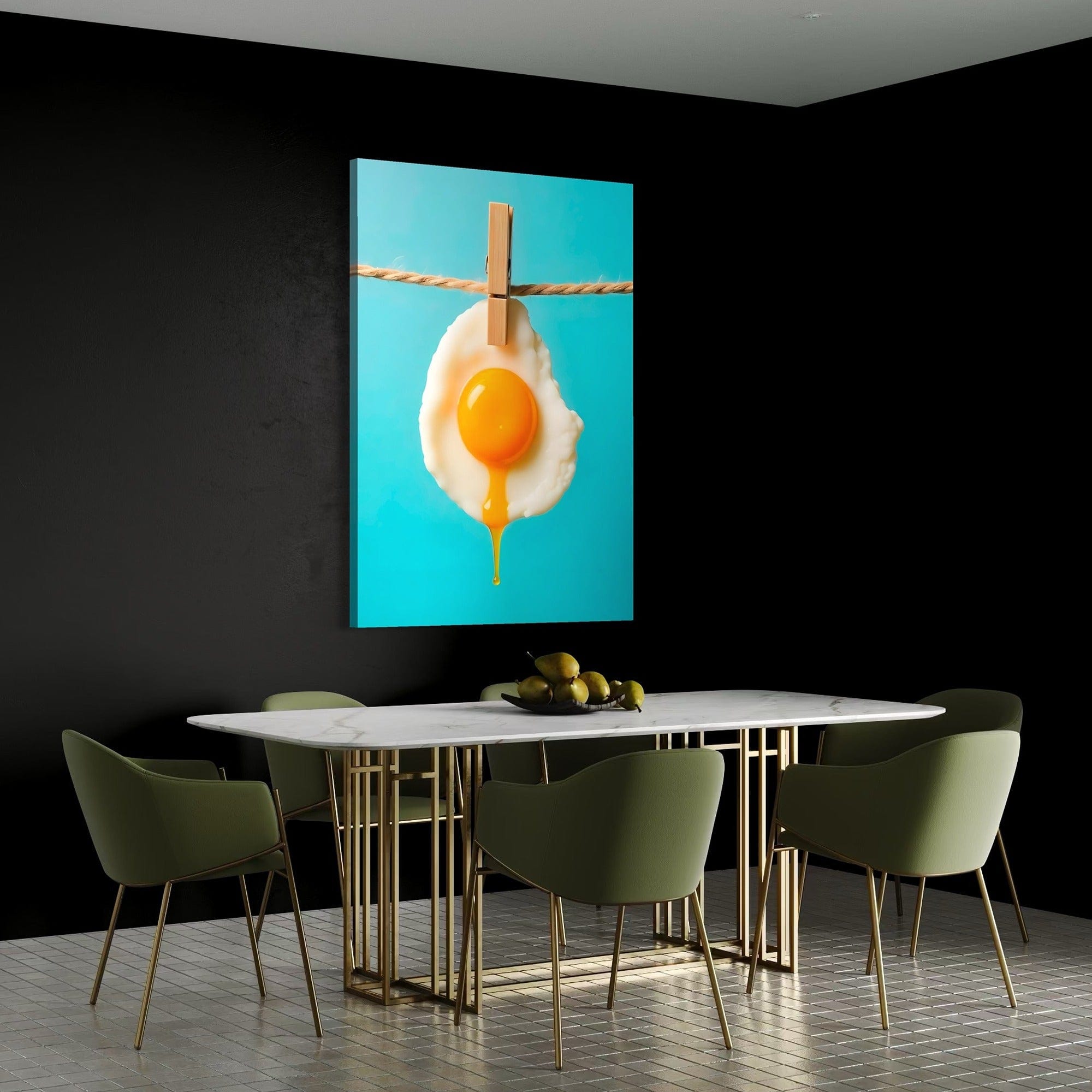 Minimalist egg artwork modern kitchen canvas