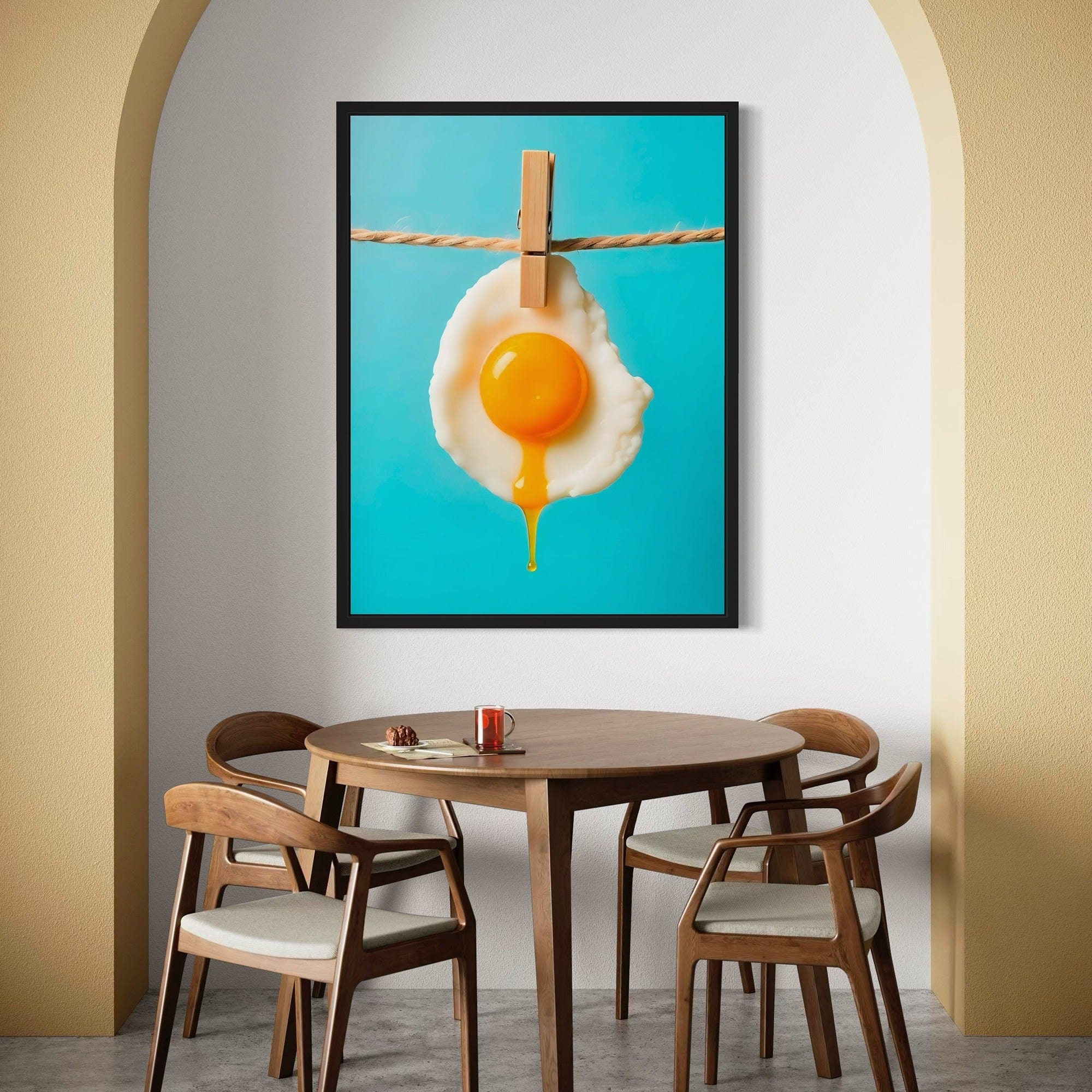 Creative food art egg on clothesline poster