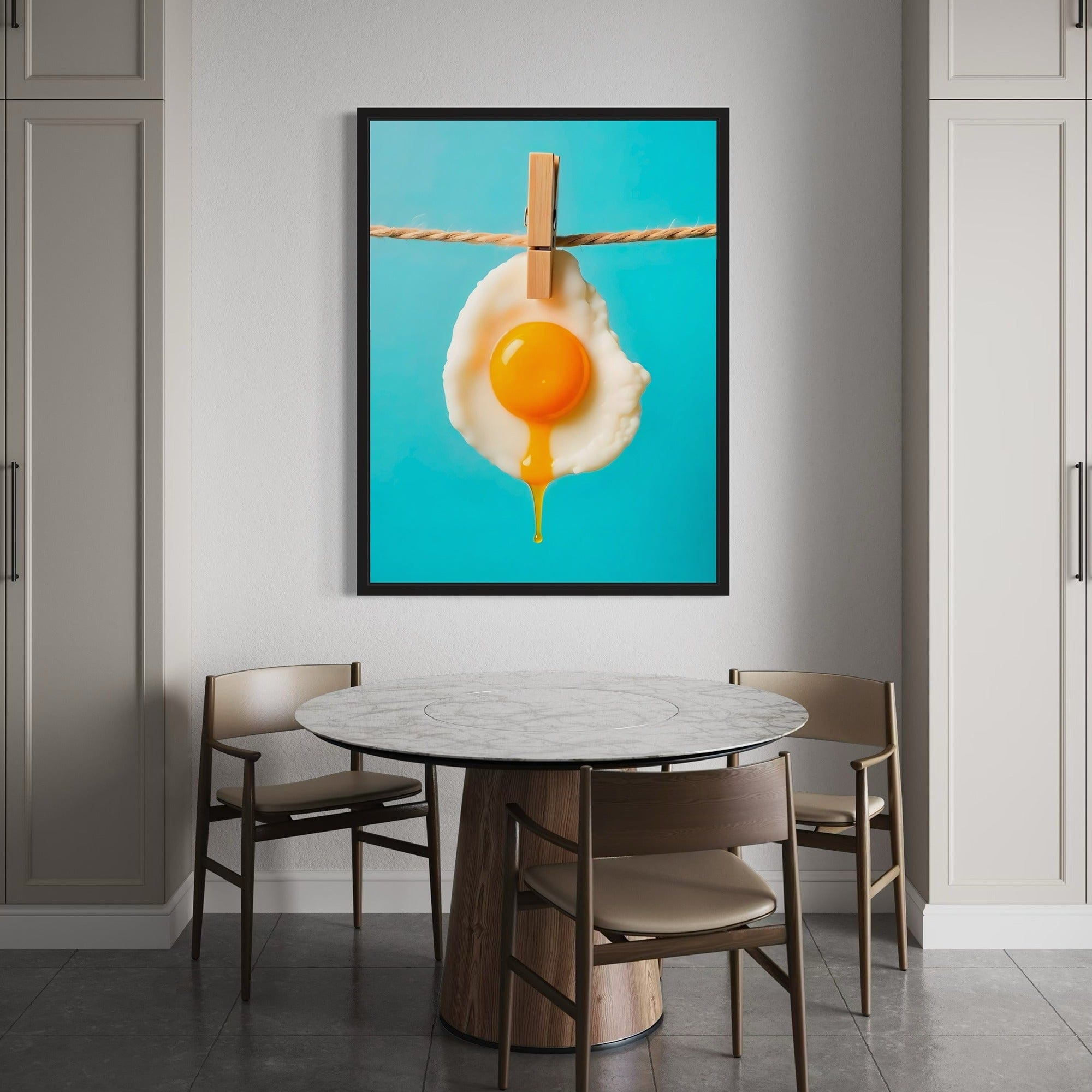 Minimal food photography style egg artwork