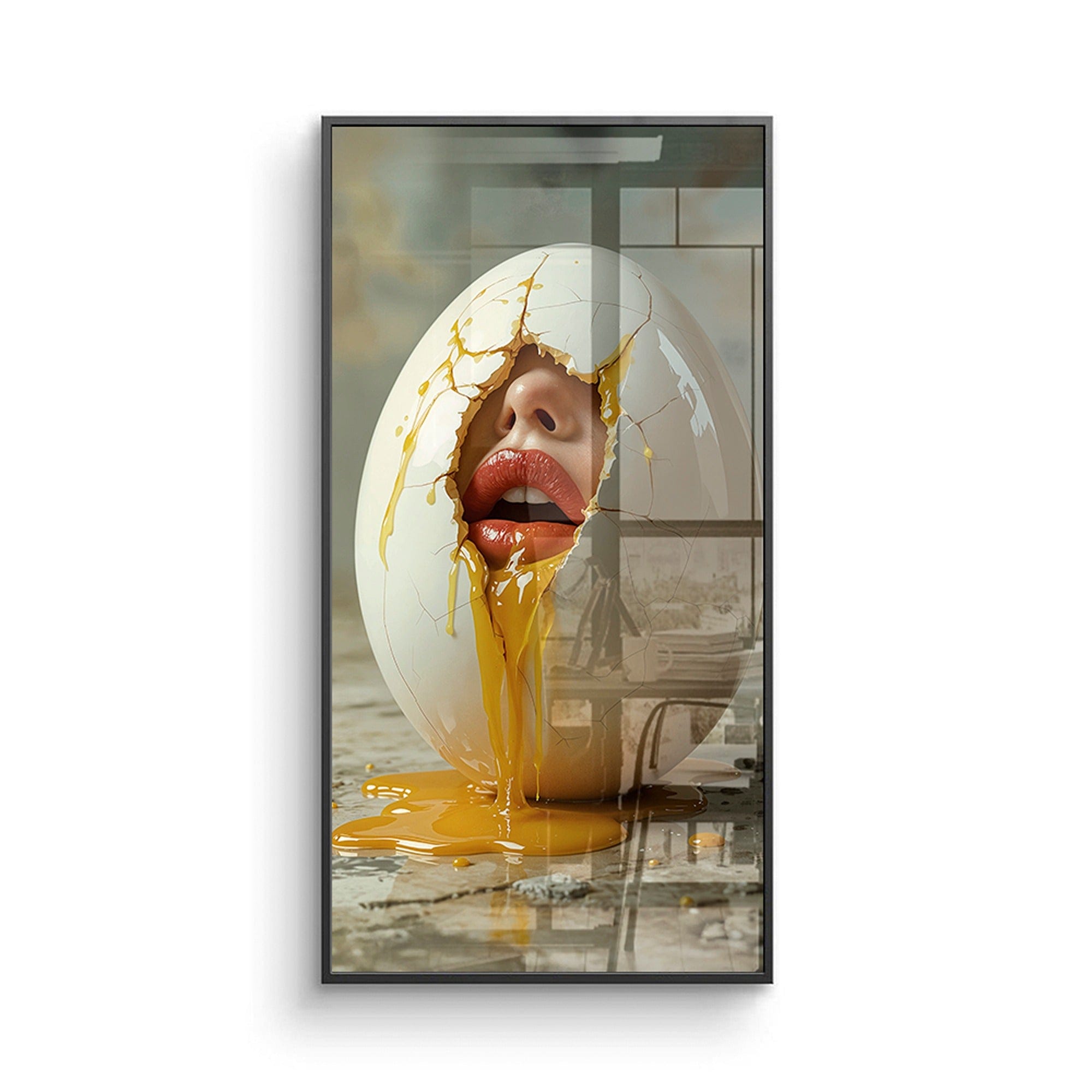 Cracked eggshell with lips modern poster