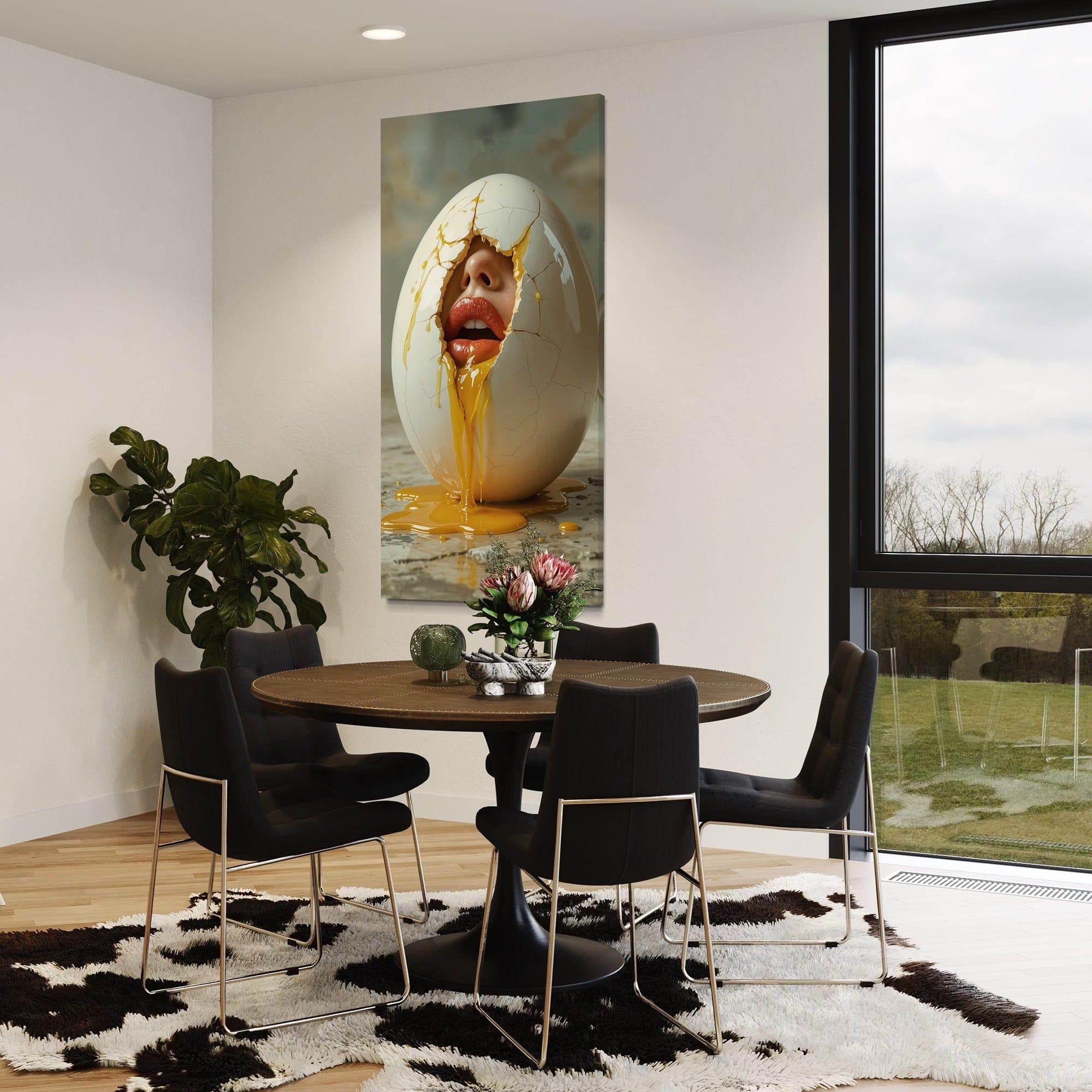 Fashion lips art in broken egg poster