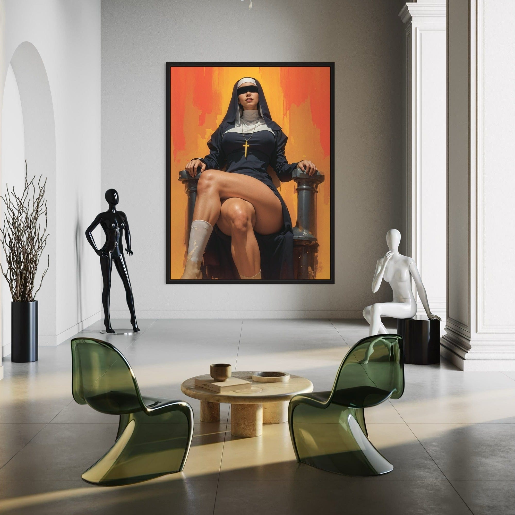Fashion inspired nun illustration canvas print
