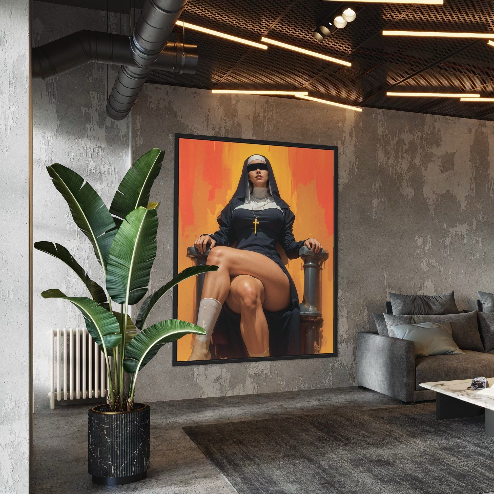 Statement piece modern wall art in orange tones