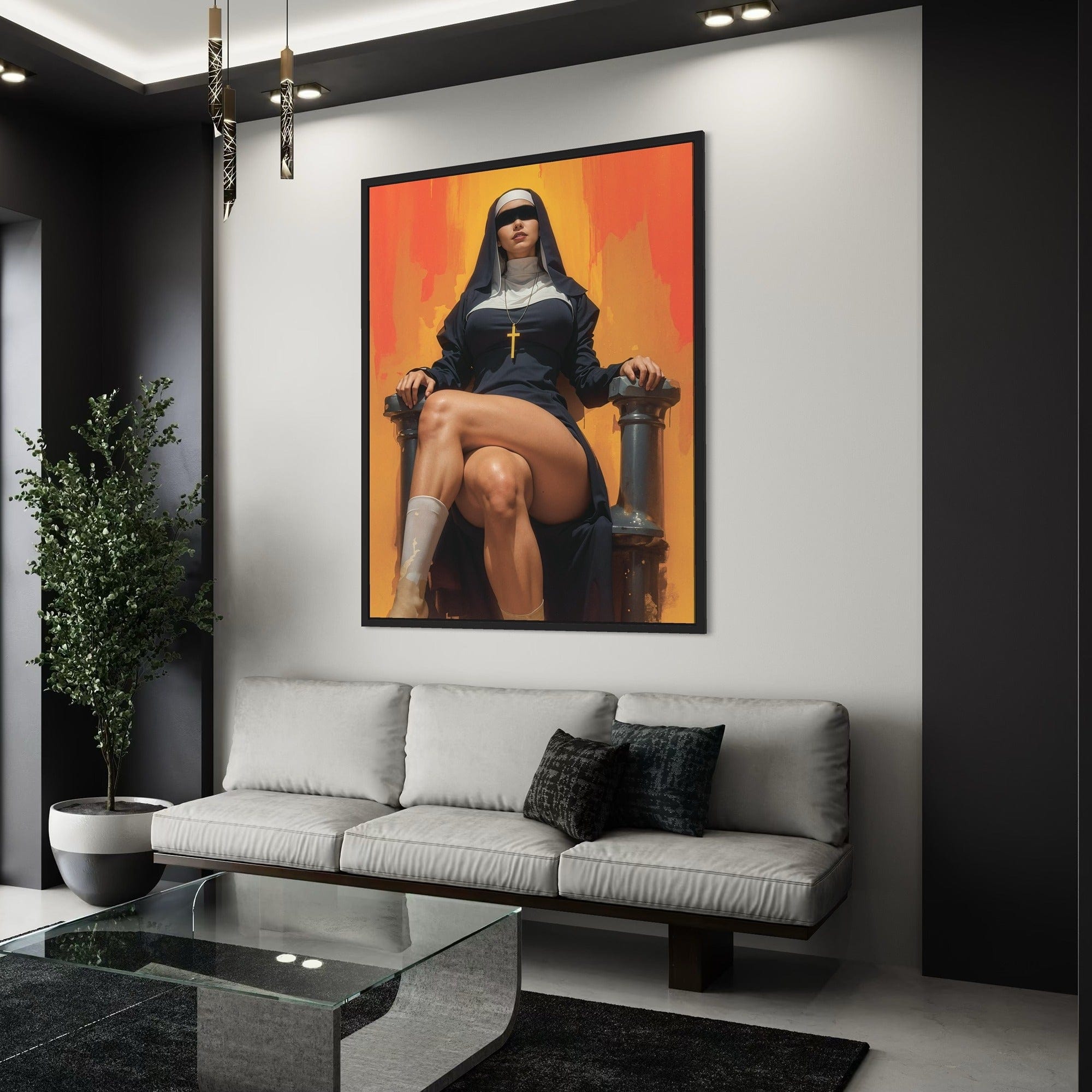 Modern figurative art print with warm background