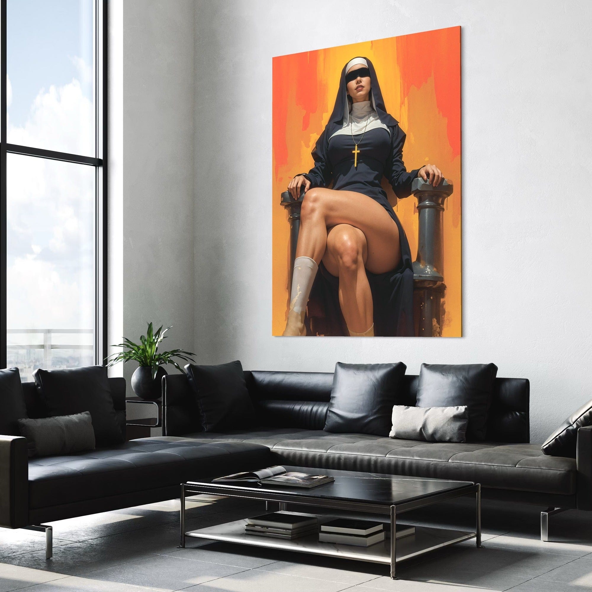 Eye-catching canvas with religious symbolism