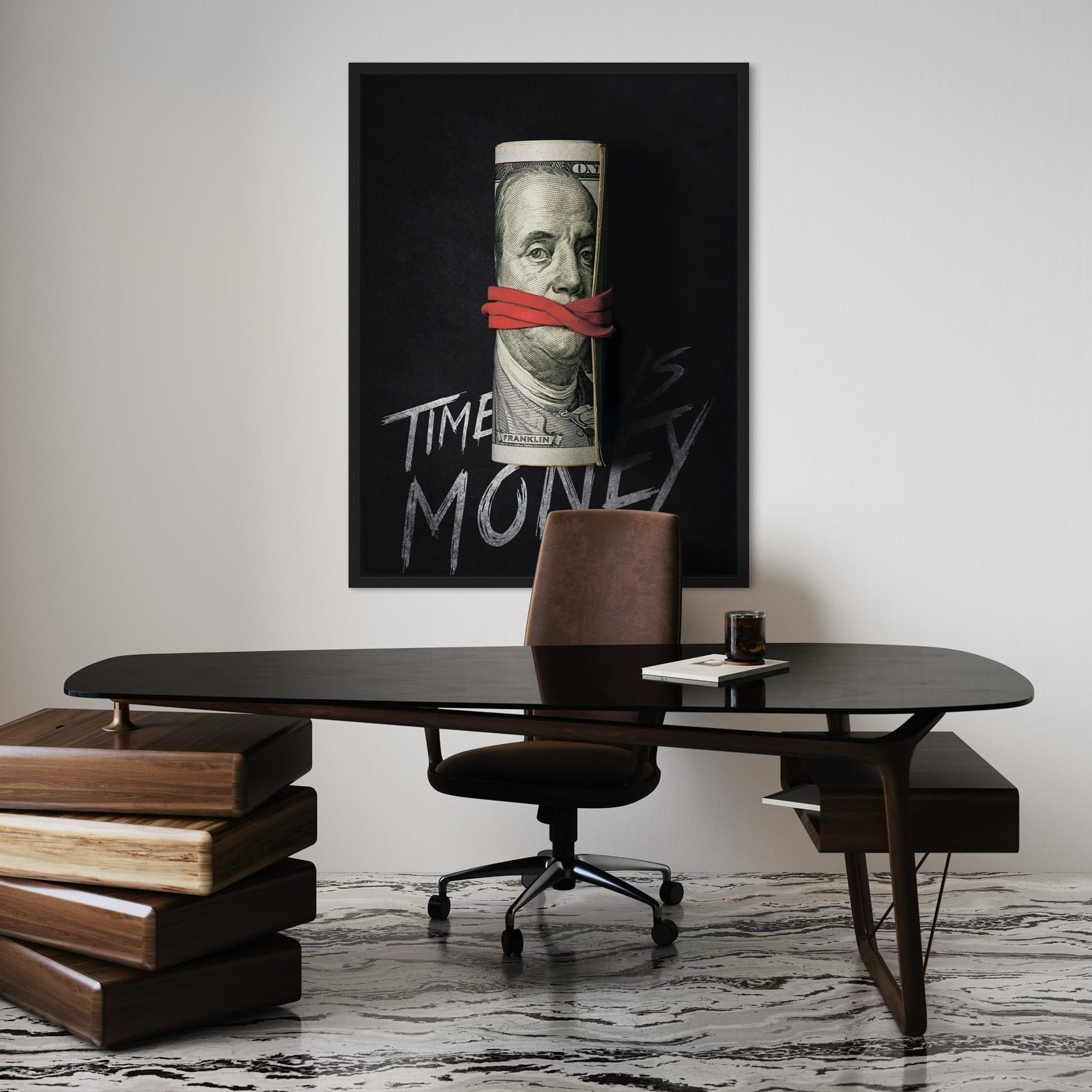 Back view of stretched wooden frame construction of square canvas wall art