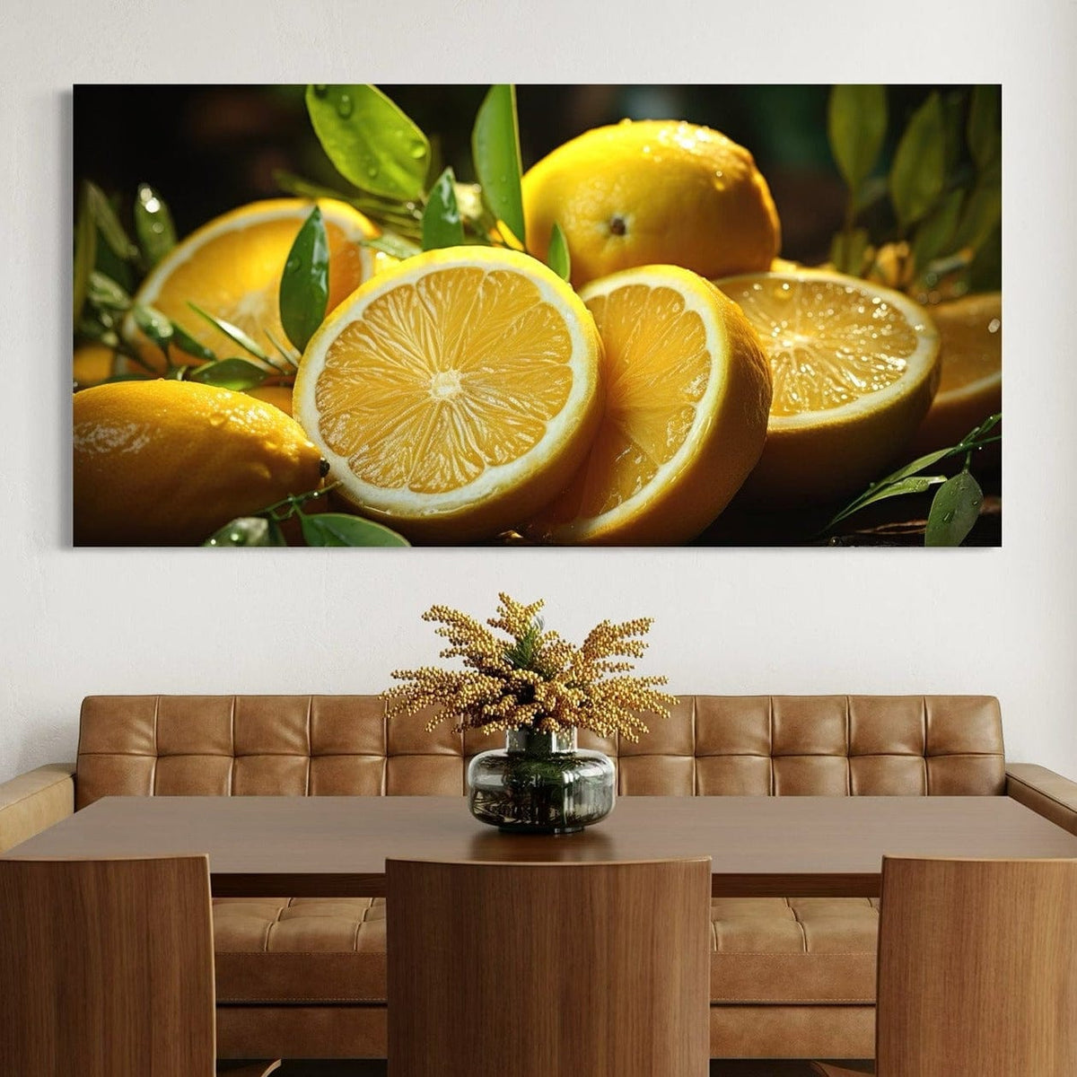 Fresh Lemons Canvas — Bright Citrus Kitchen Wall Art