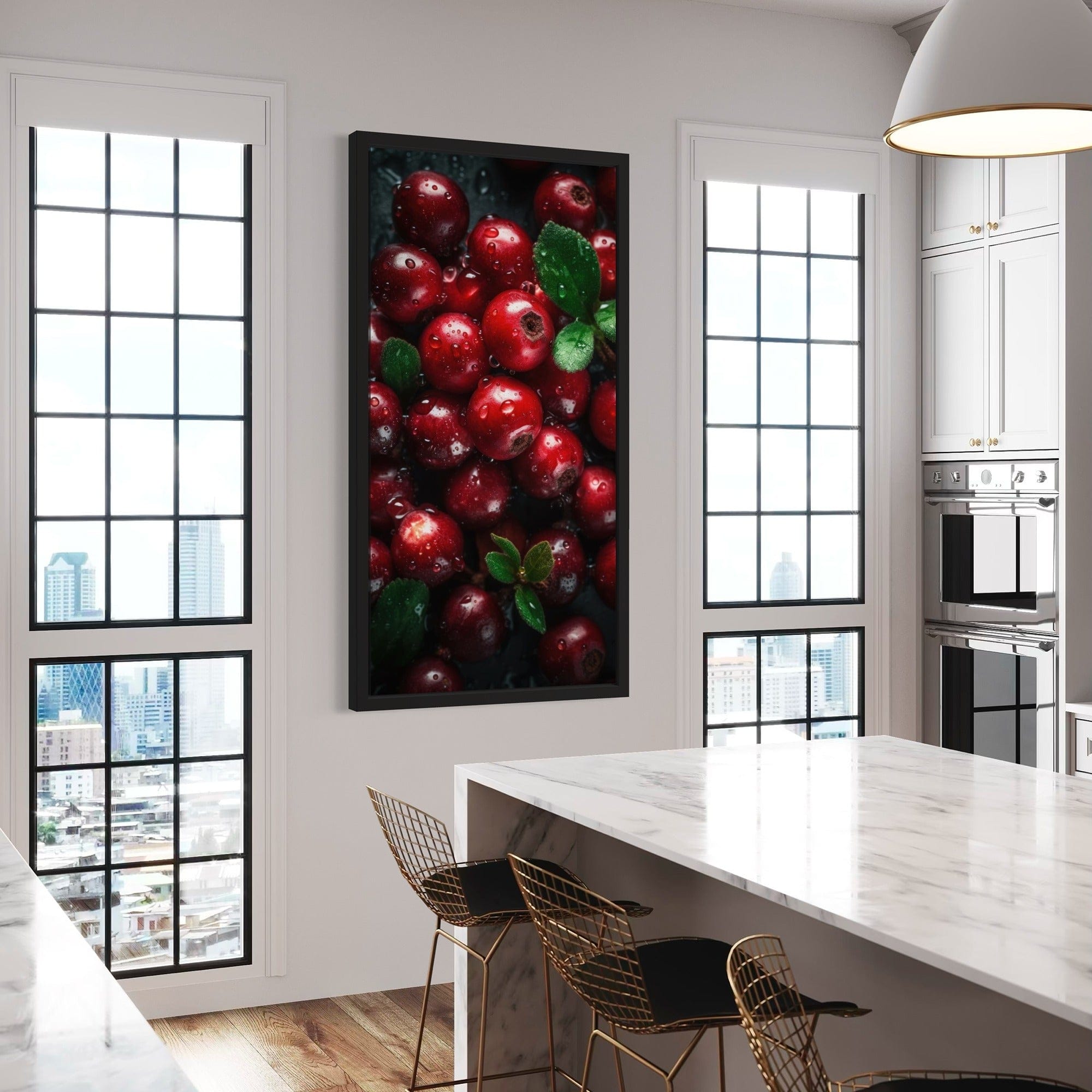 Fresh lingonberries photography style canvas