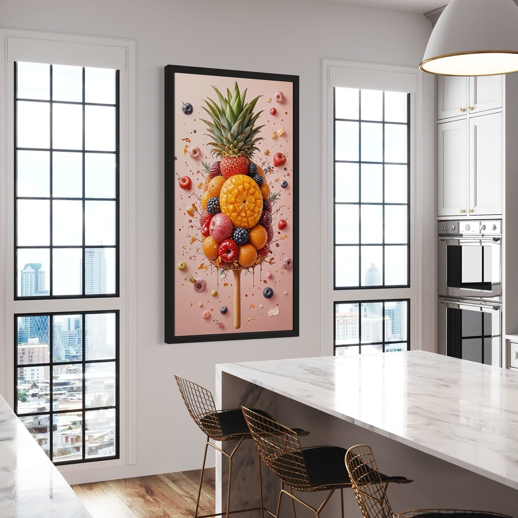 Fresh fruit burst artwork for breakfast nook