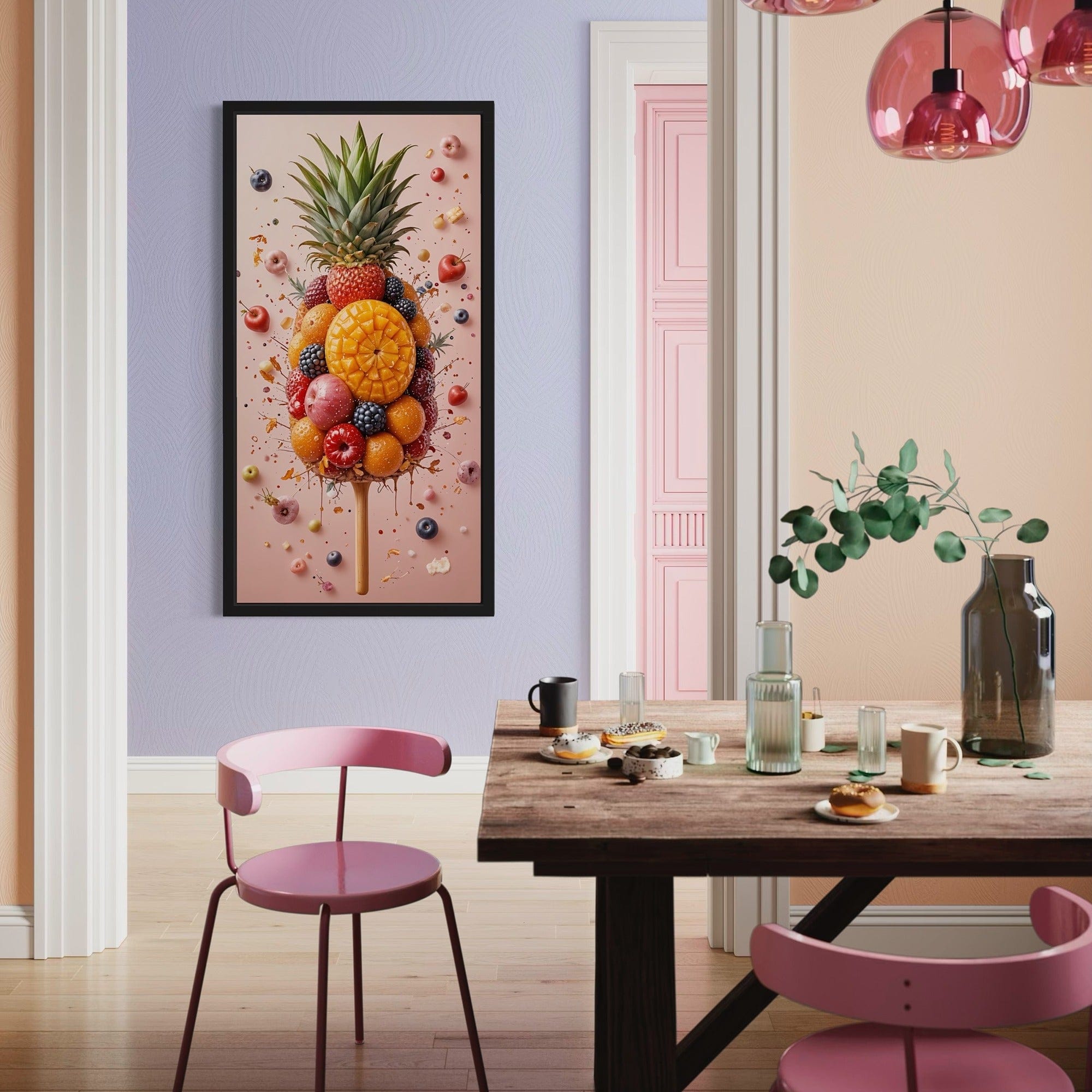 Healthy fruit collage canvas for restaurant