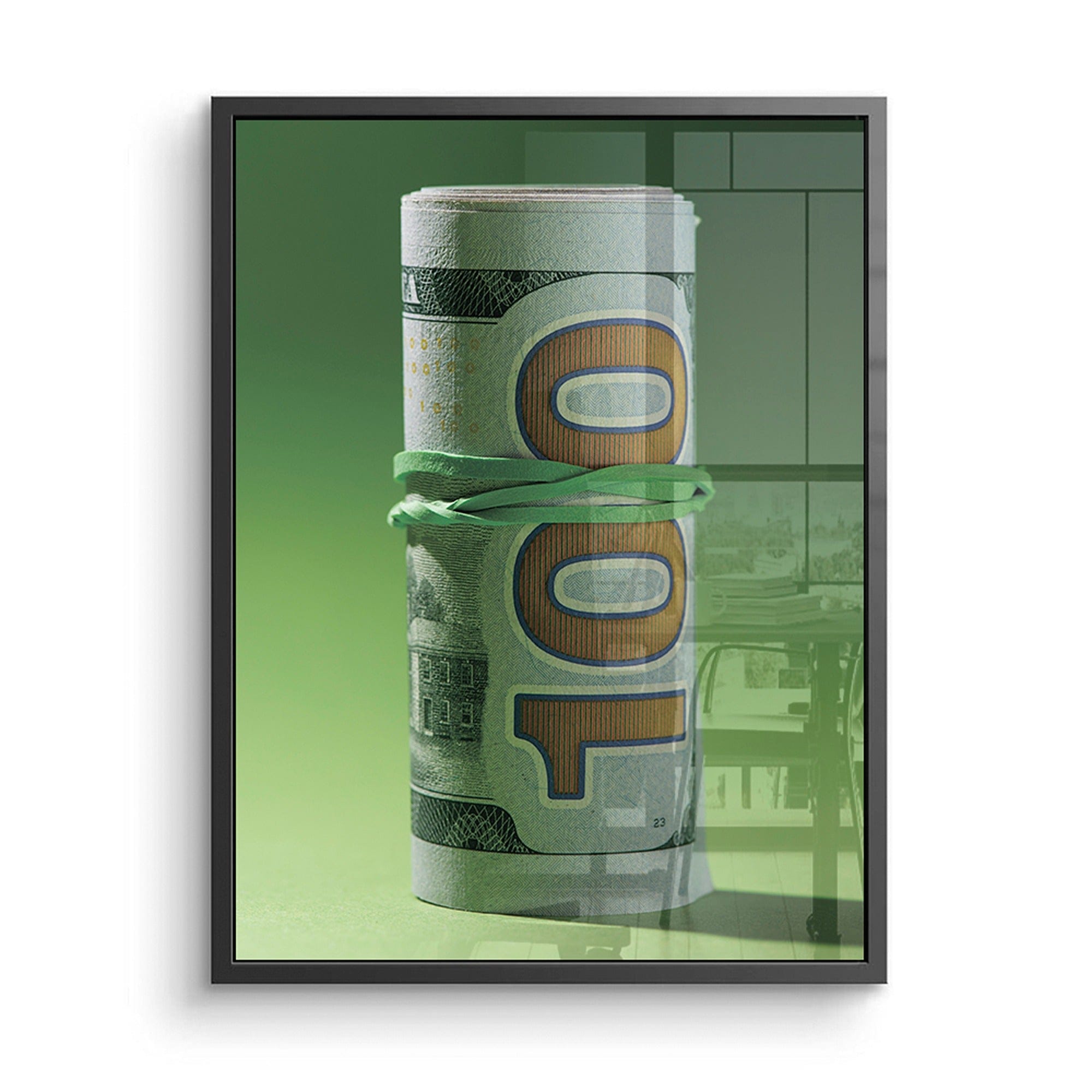 Close up detail of rolled hundred dollar bill minimalist canvas print