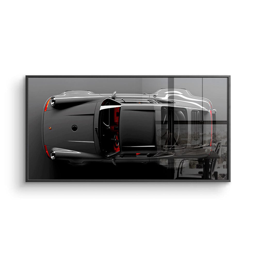Sleek sports car poster black and gray
