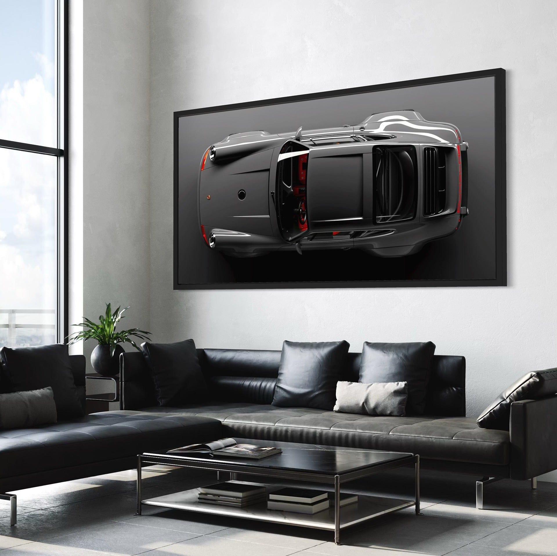 Monochrome Porsche canvas modern home decor