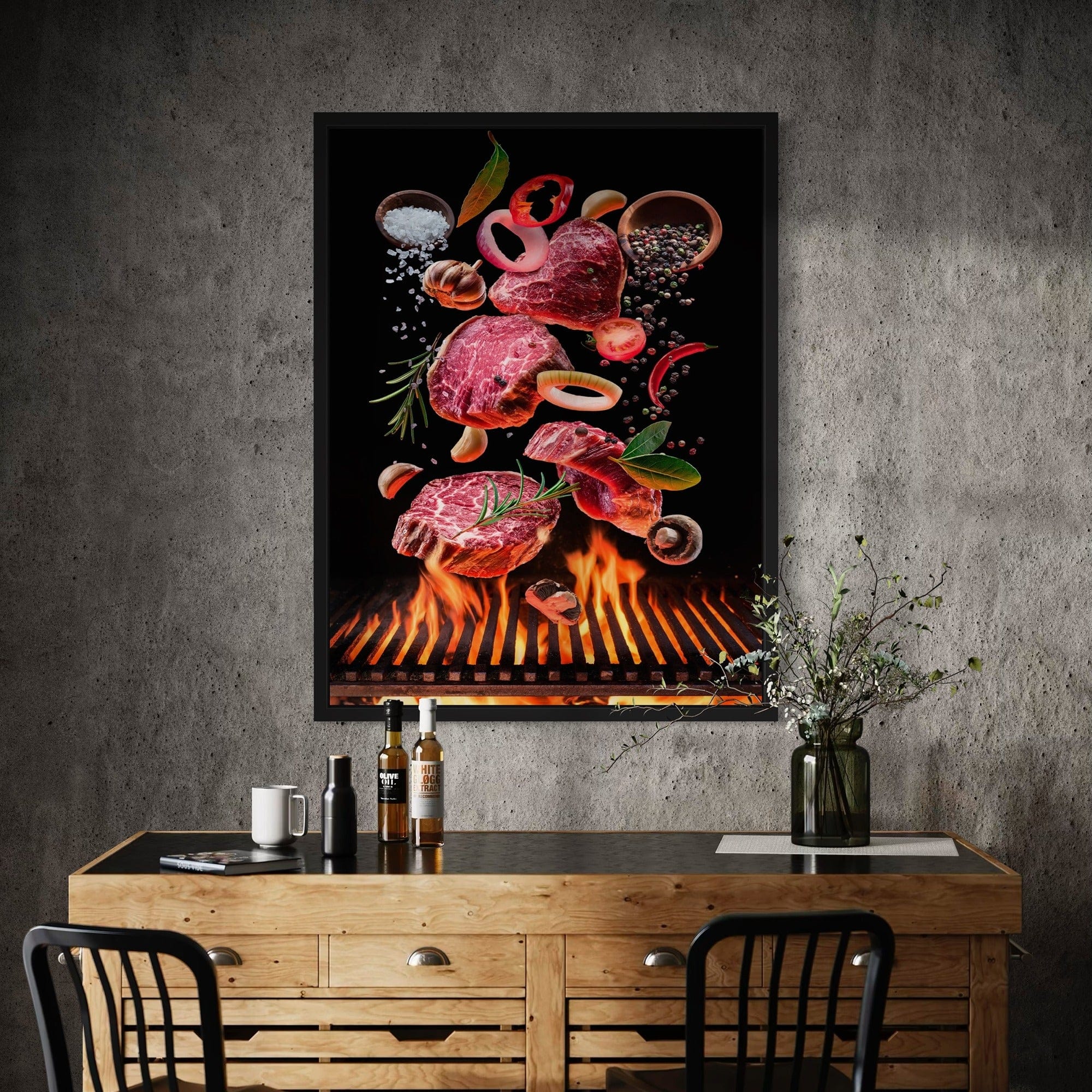 Gourmet barbecue canvas with pepper and onion