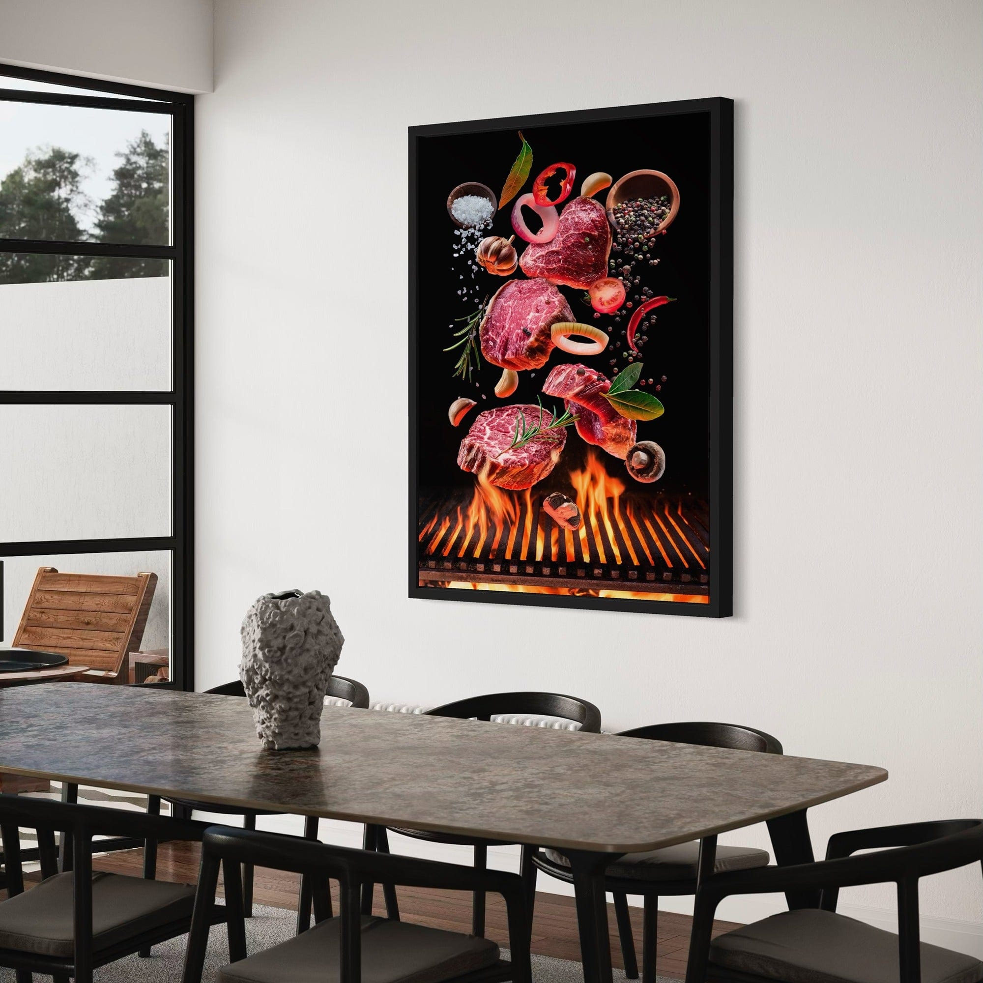 Grilling steak photography style canvas print