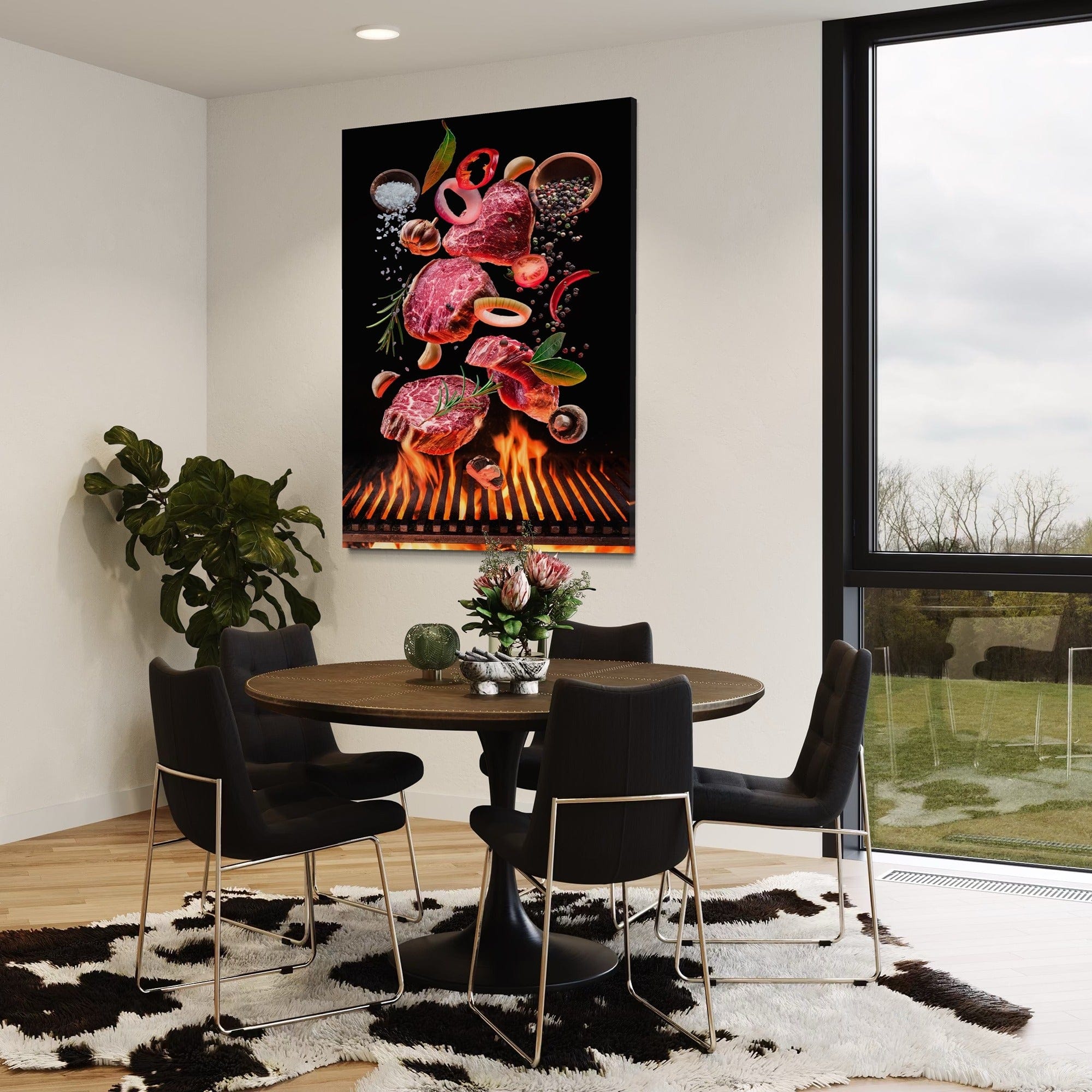 Pepper, garlic, and steak kitchen wall decor