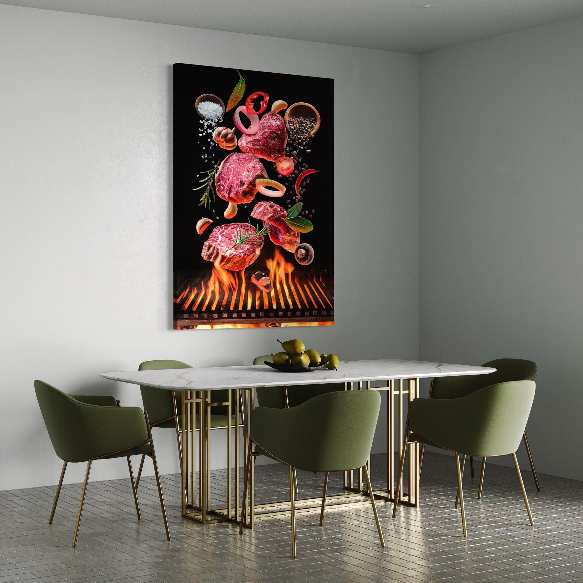 Premium beef grilling poster for cafe wall