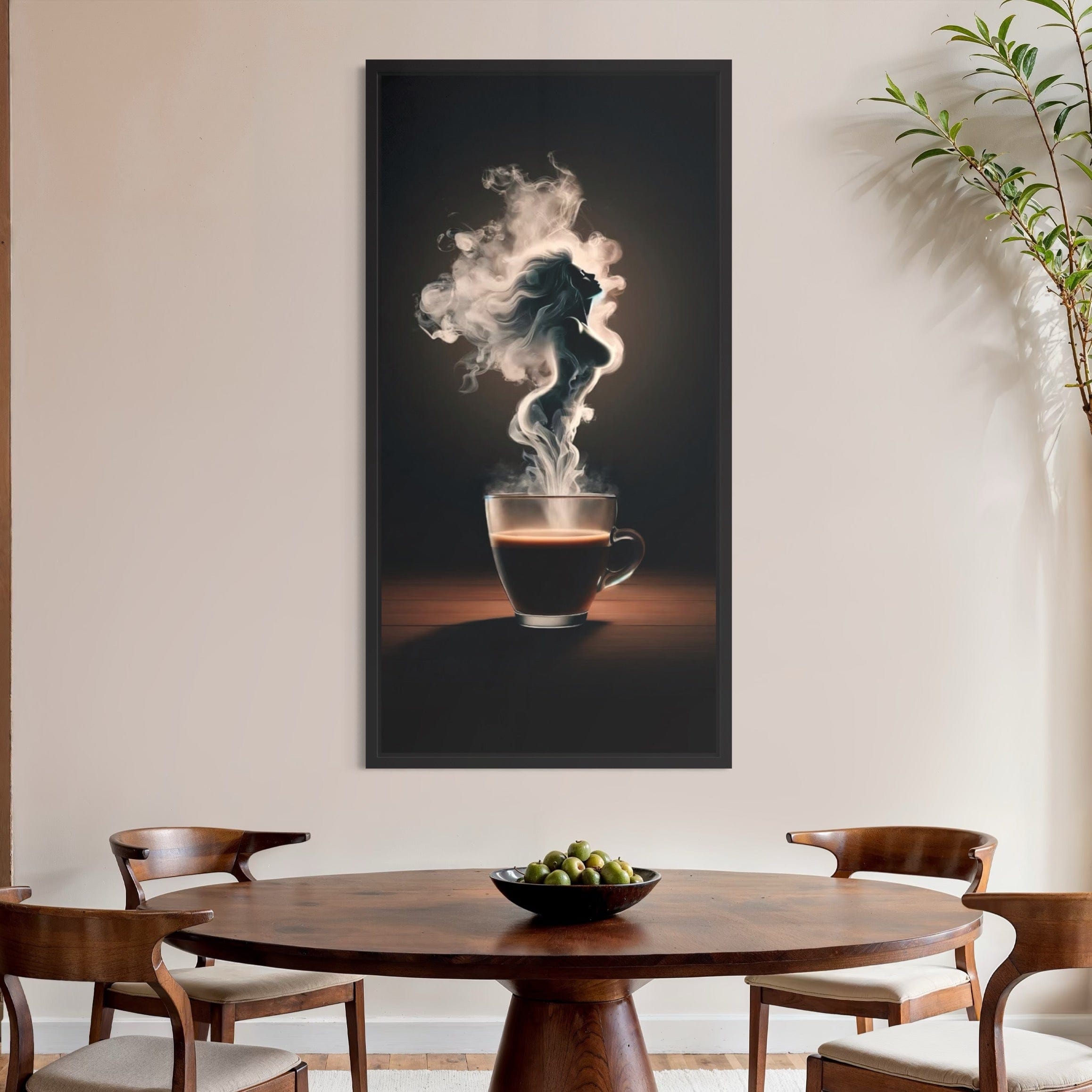 Coffee shop decor elegant smoke silhouette art