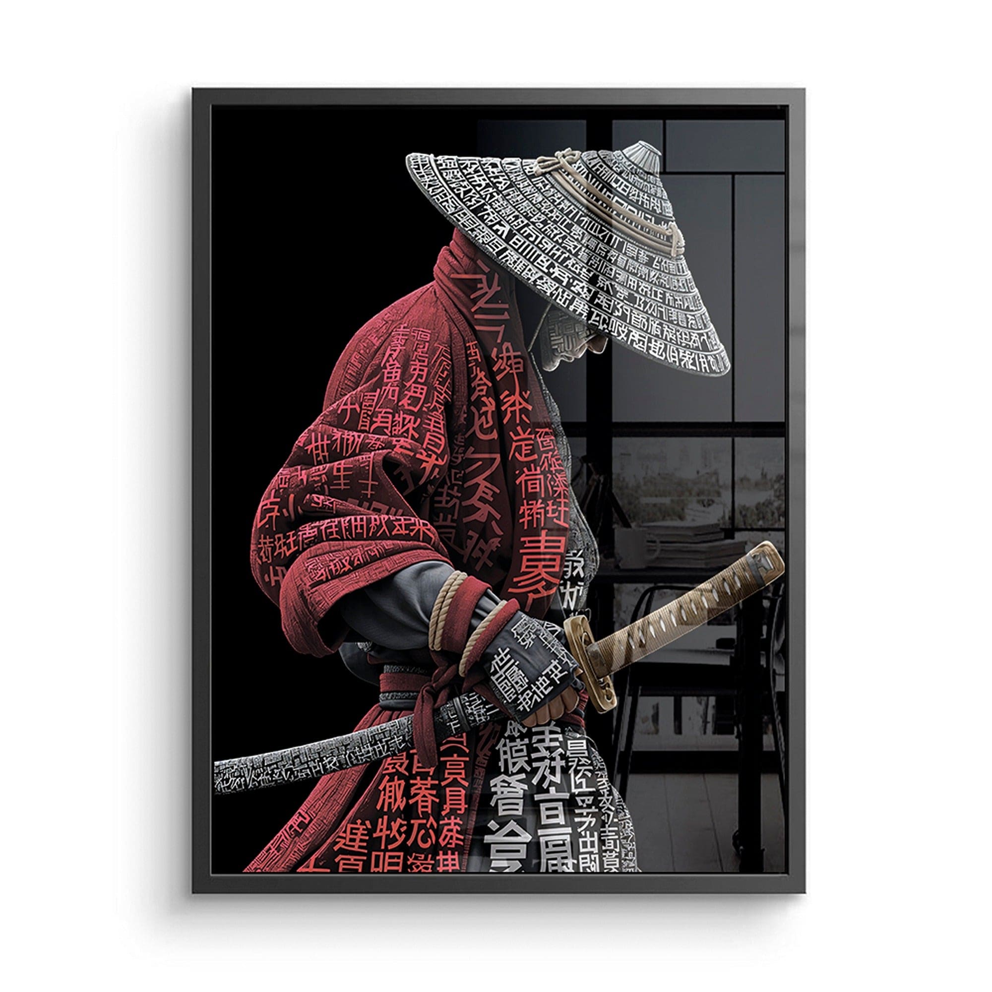 Katana warrior poster with red robe