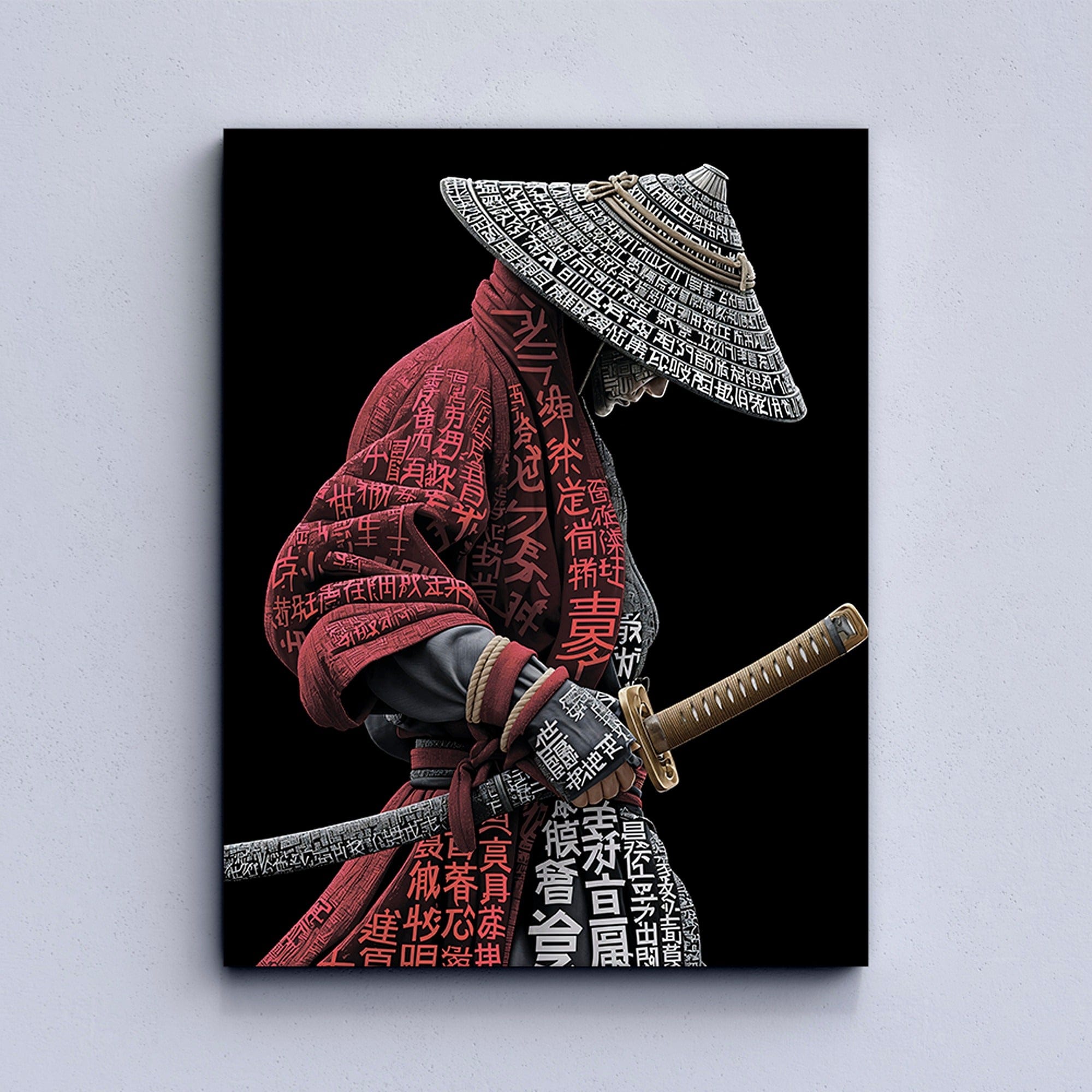 Bold Japanese warrior wall art for bedroom
