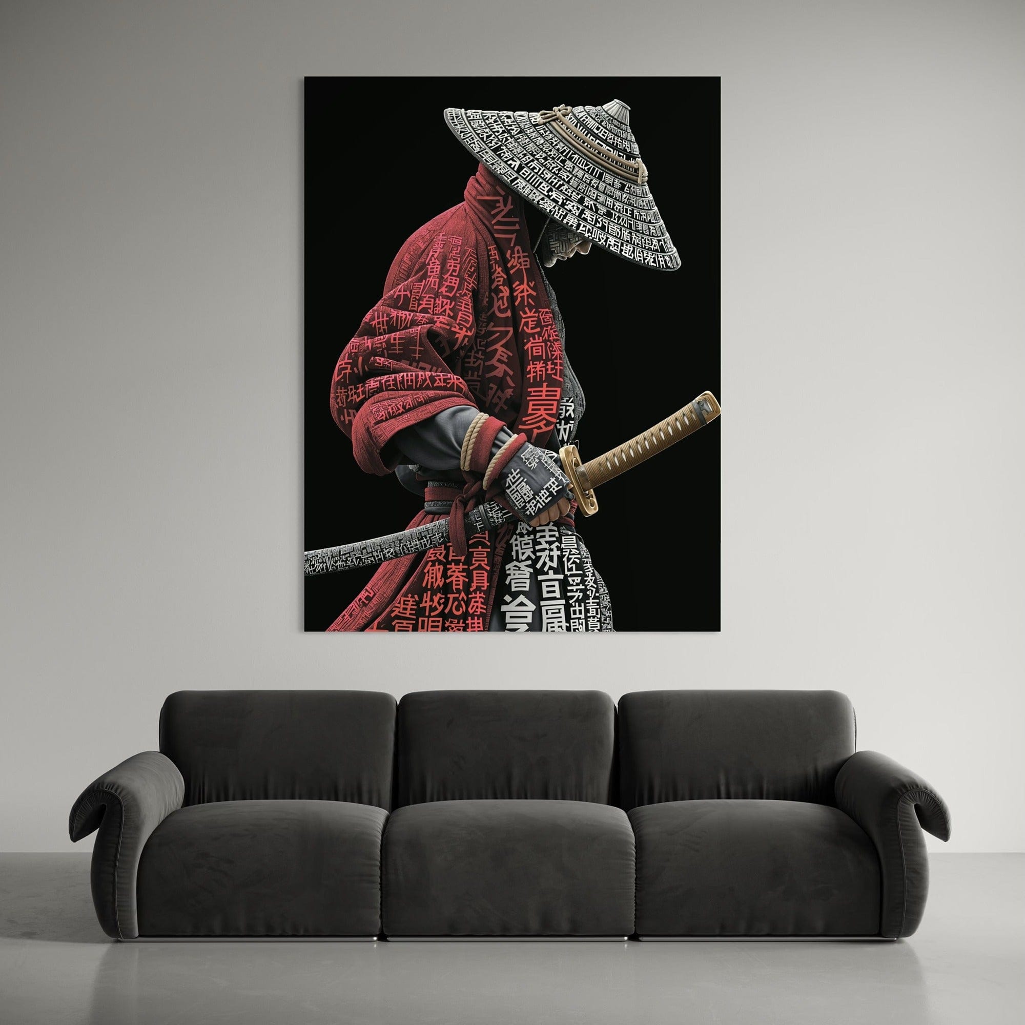 Samurai typography art canvas for man cave