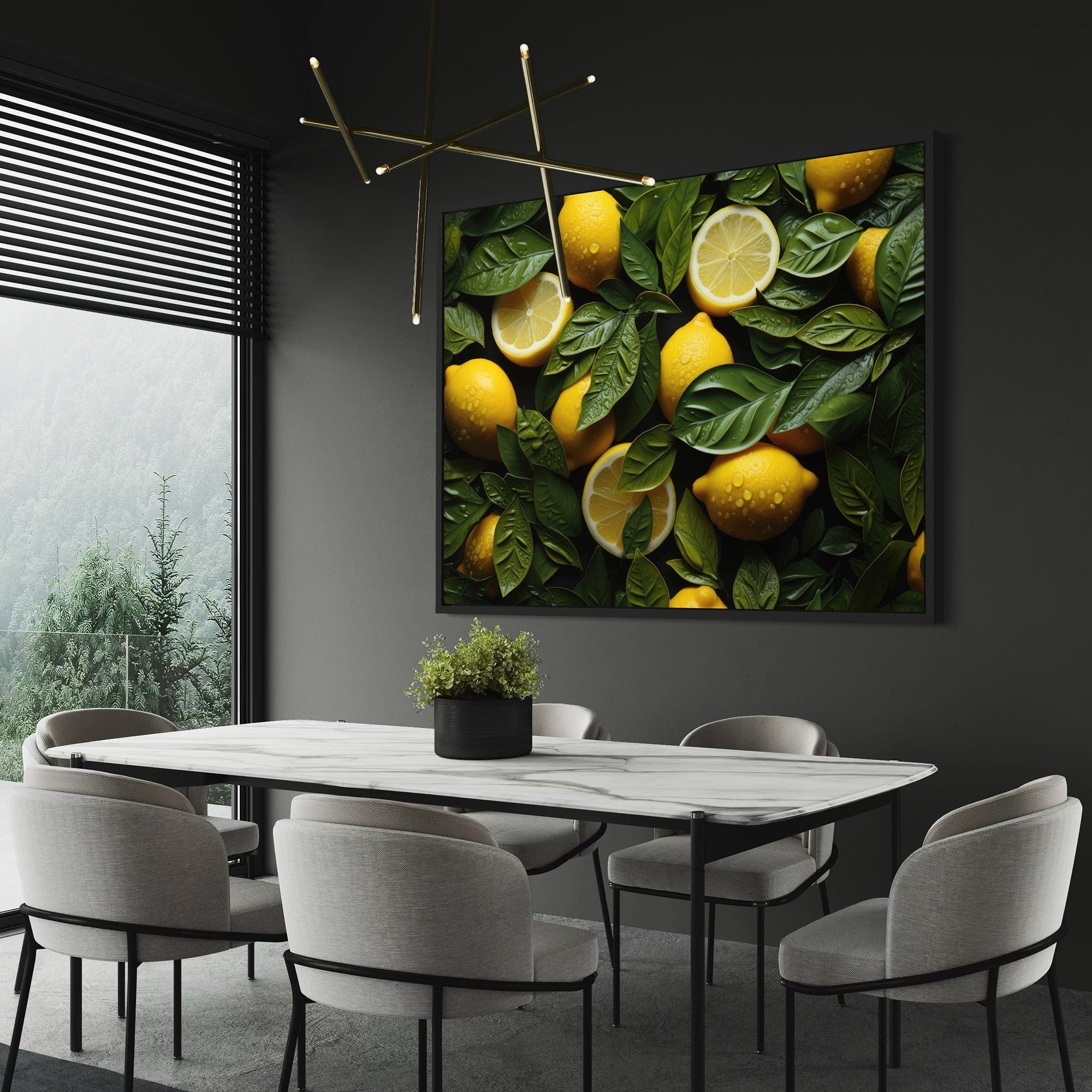 Realistic lemons with water drops canvas