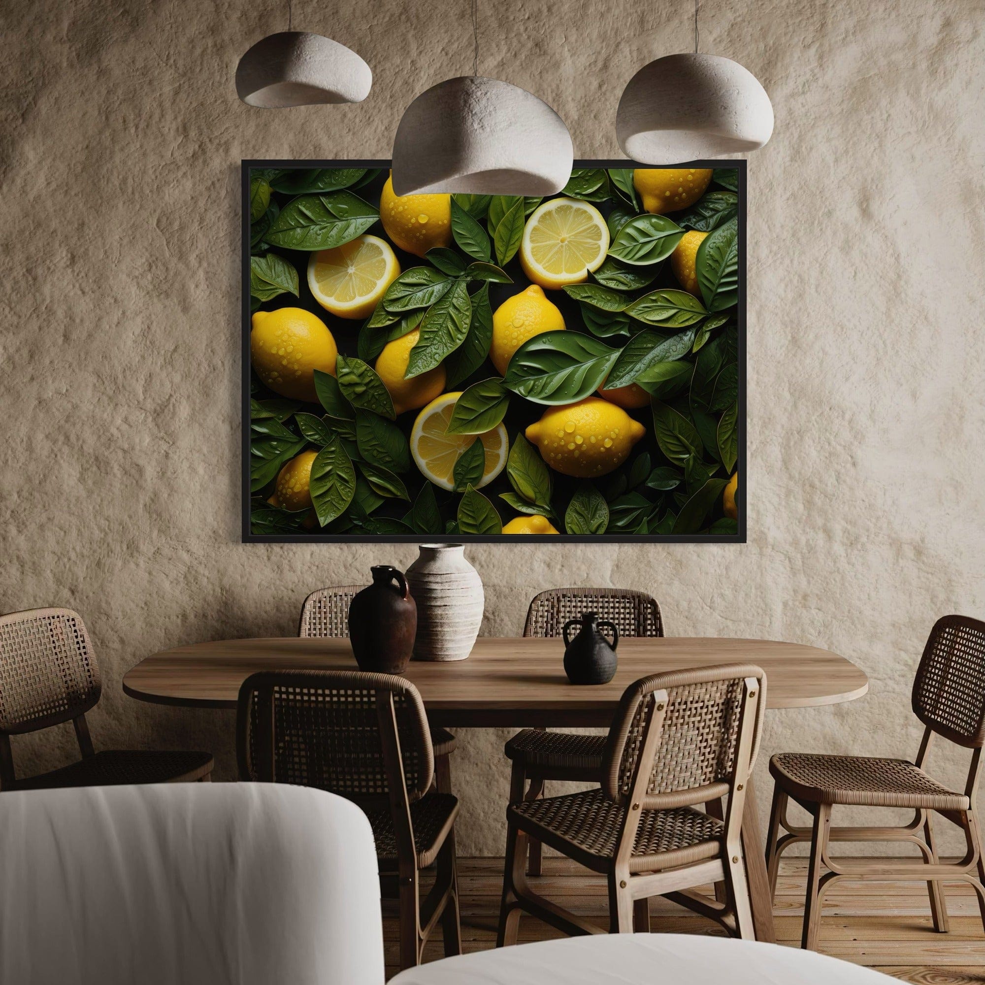 Botanical lemon leaves kitchen art print