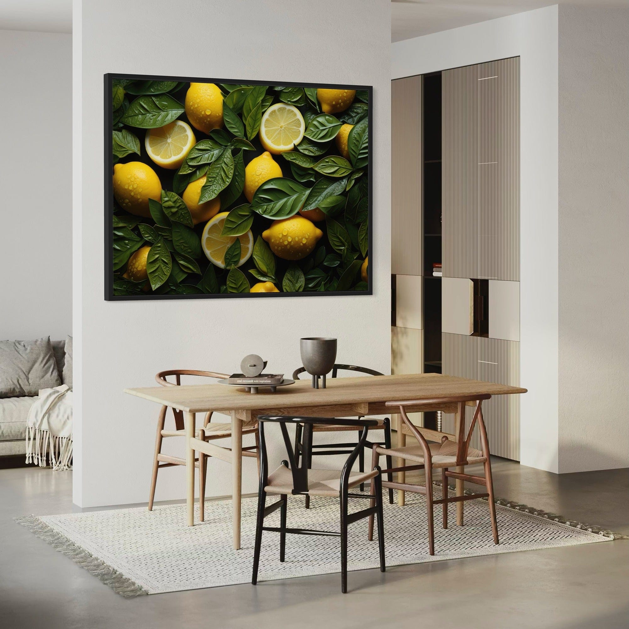 Lemon pattern kitchen wall art print